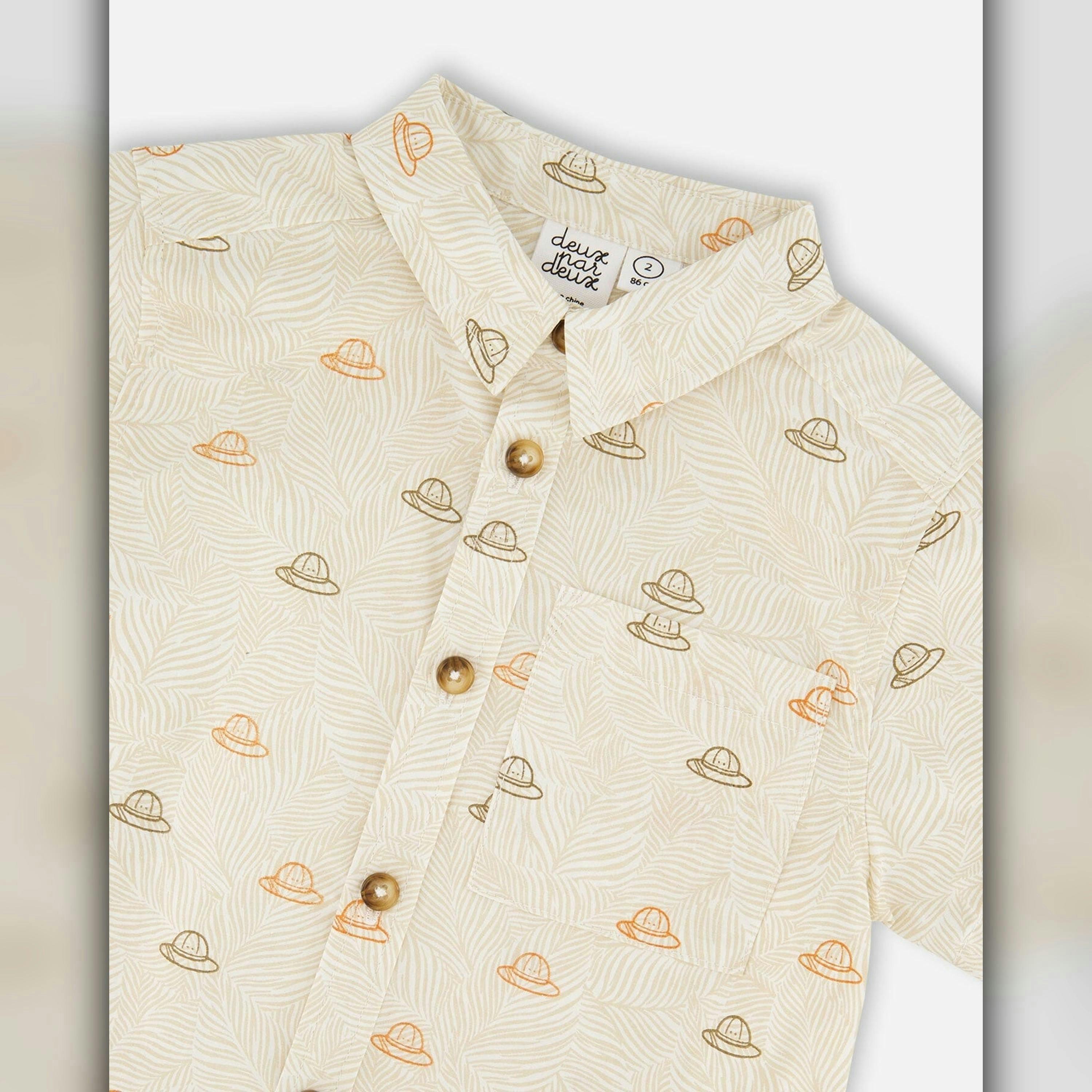 Poplin Shirt Beige Safari Print , view 5 of 5