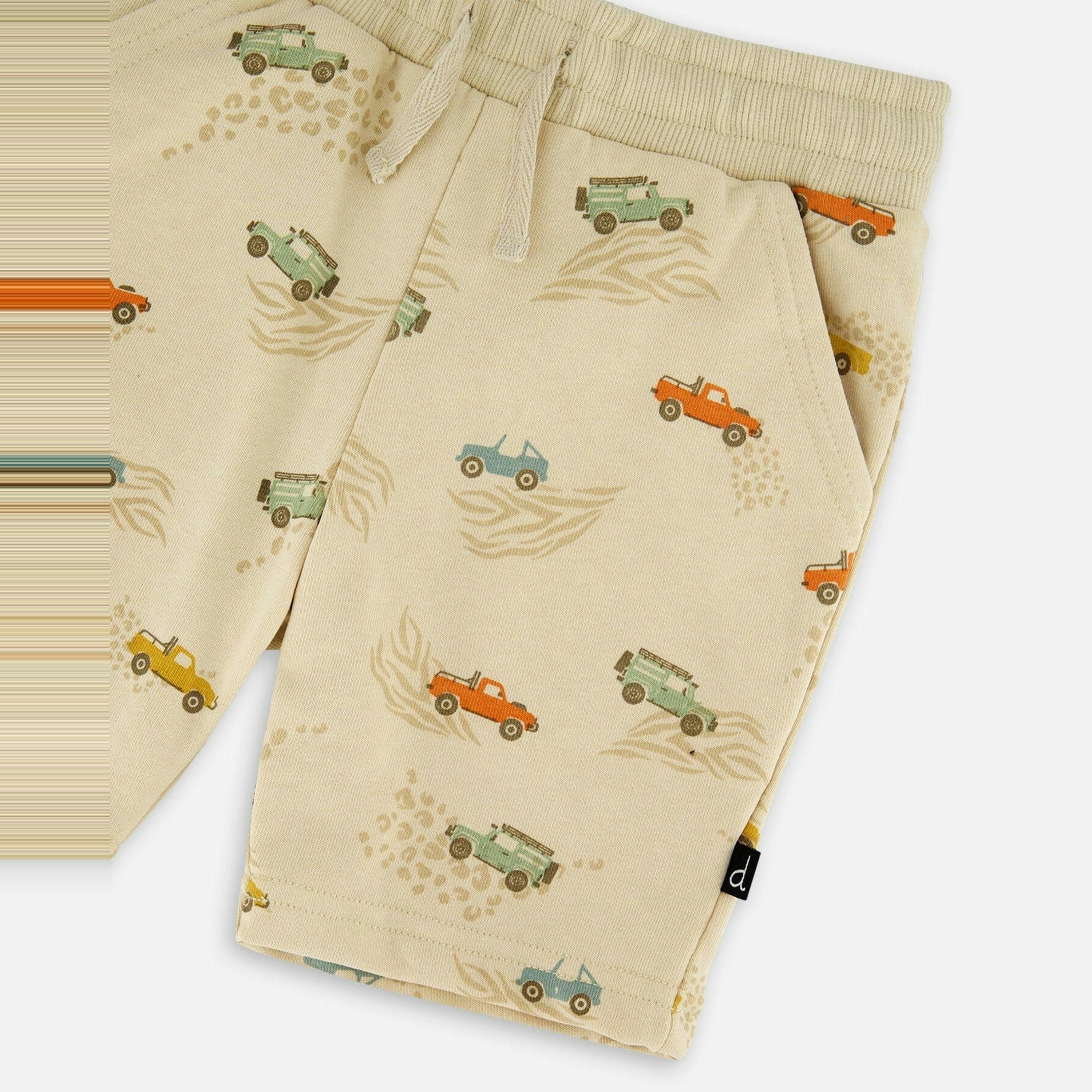 French Terry Shorts Beige Jeep Print , view 4 of 4