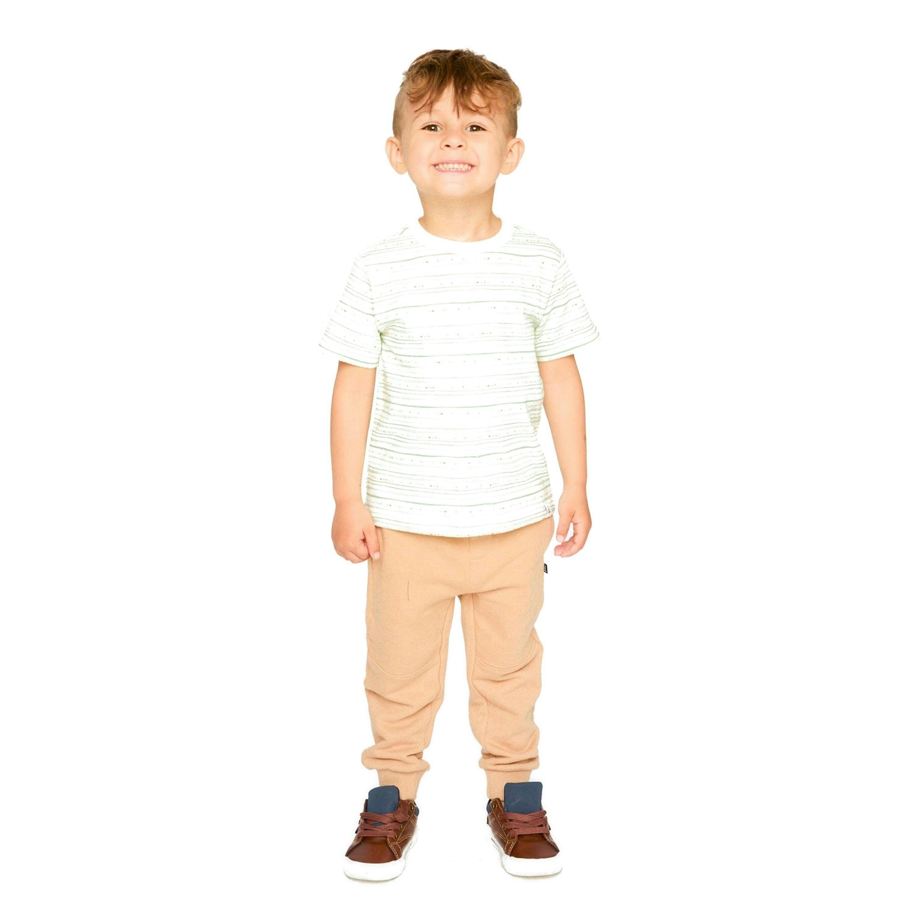 Organic Cotton T-Shirt White Printed Mint Green Lines , view 2 of 3
