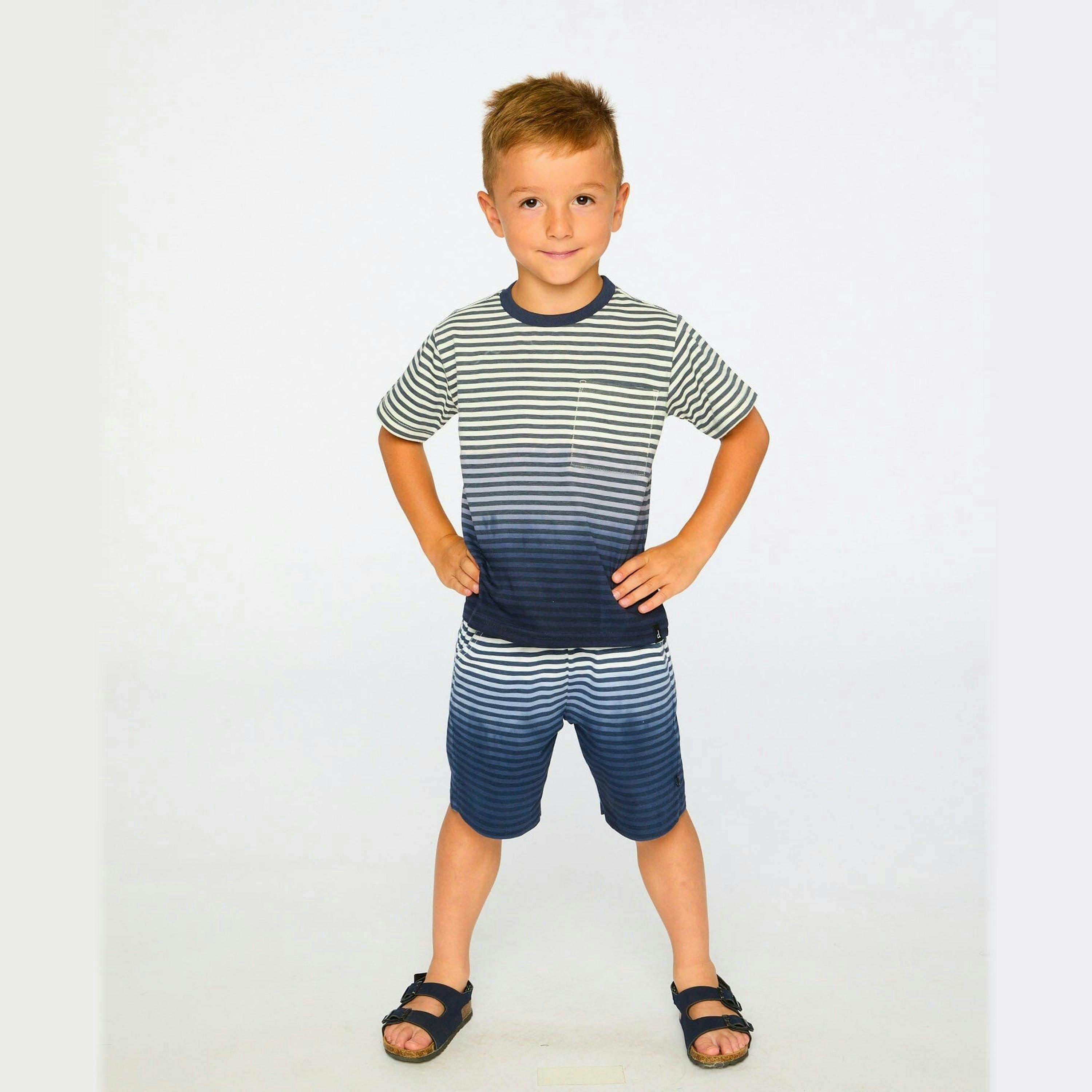 Organic Cotton Shorts Blue Gradient Stripes , view 3 of 5