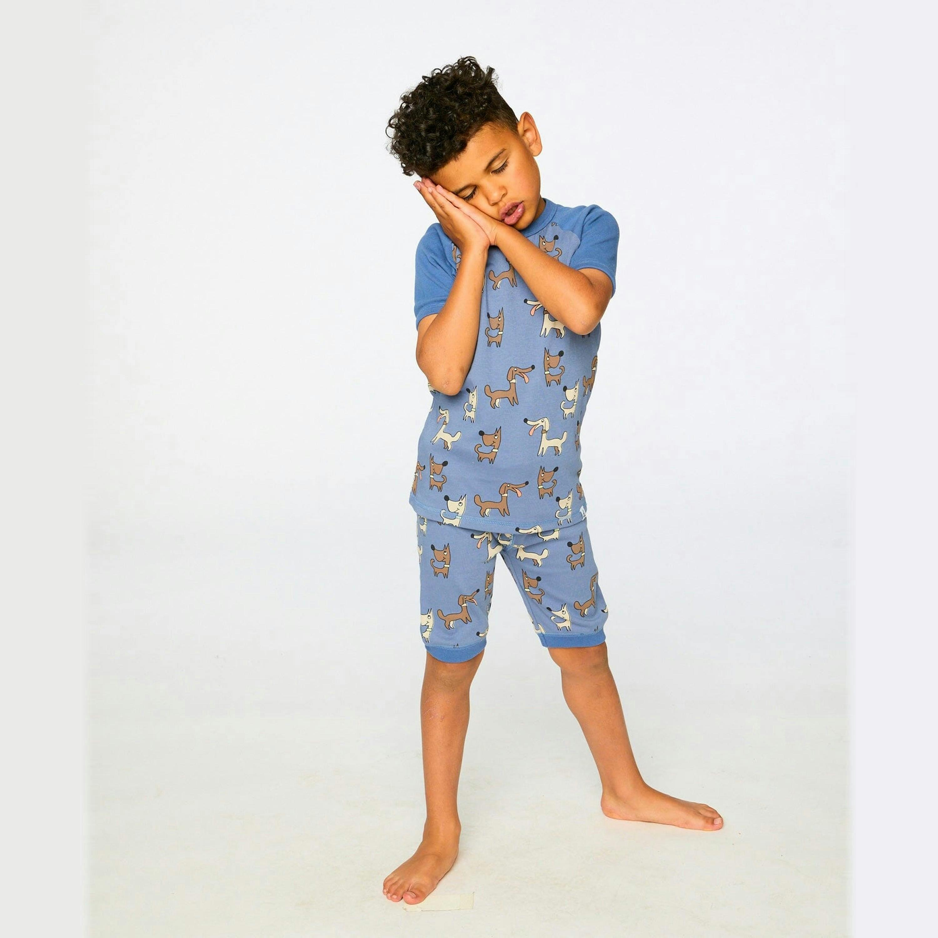 Organic Cotton Two-Piece Pyjama Set Blue Dog Print , view 2 of 5