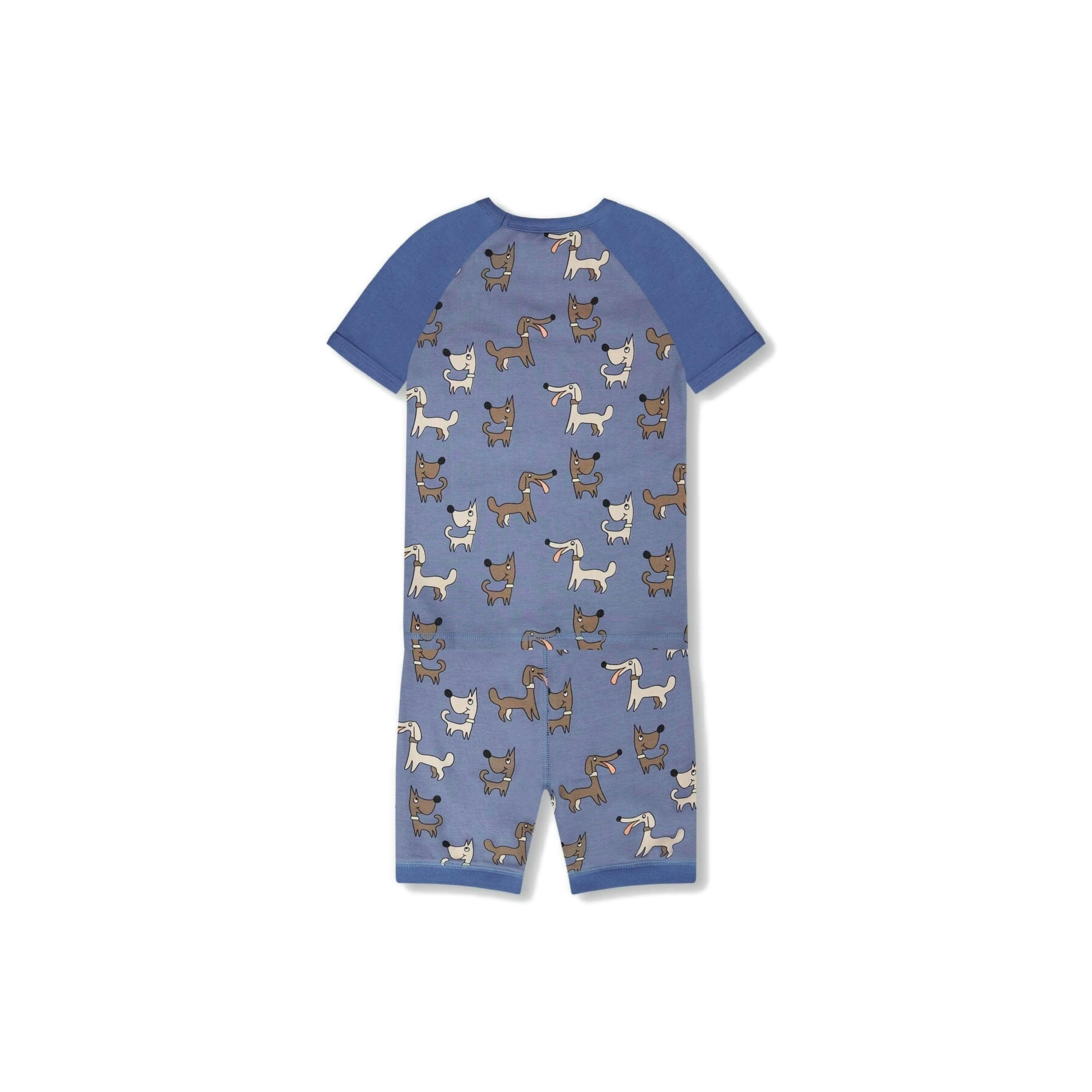 Organic Cotton Two-Piece Pyjama Set Blue Dog Print , view 3 of 5