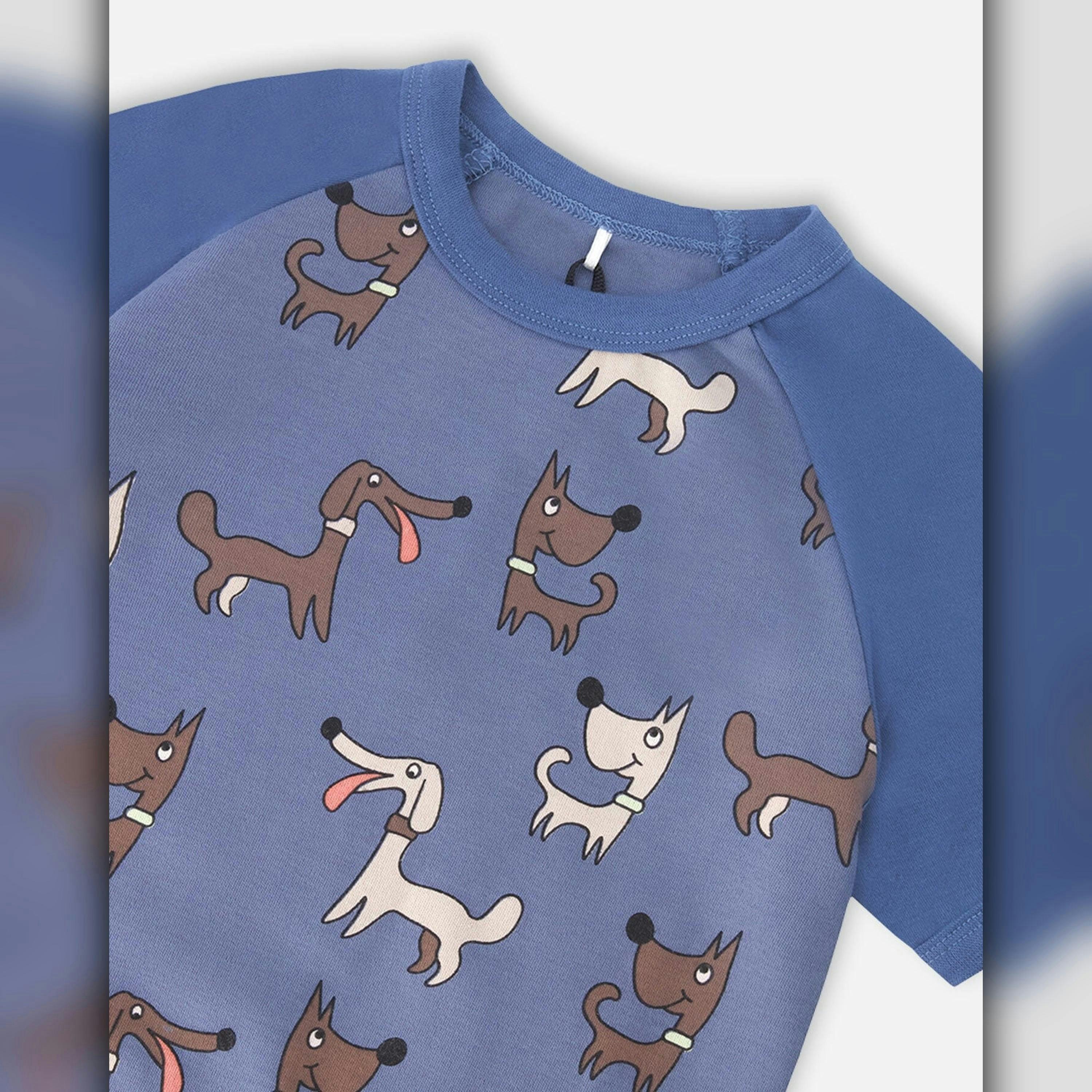 Organic Cotton Two-Piece Pyjama Set Blue Dog Print , view 4 of 5