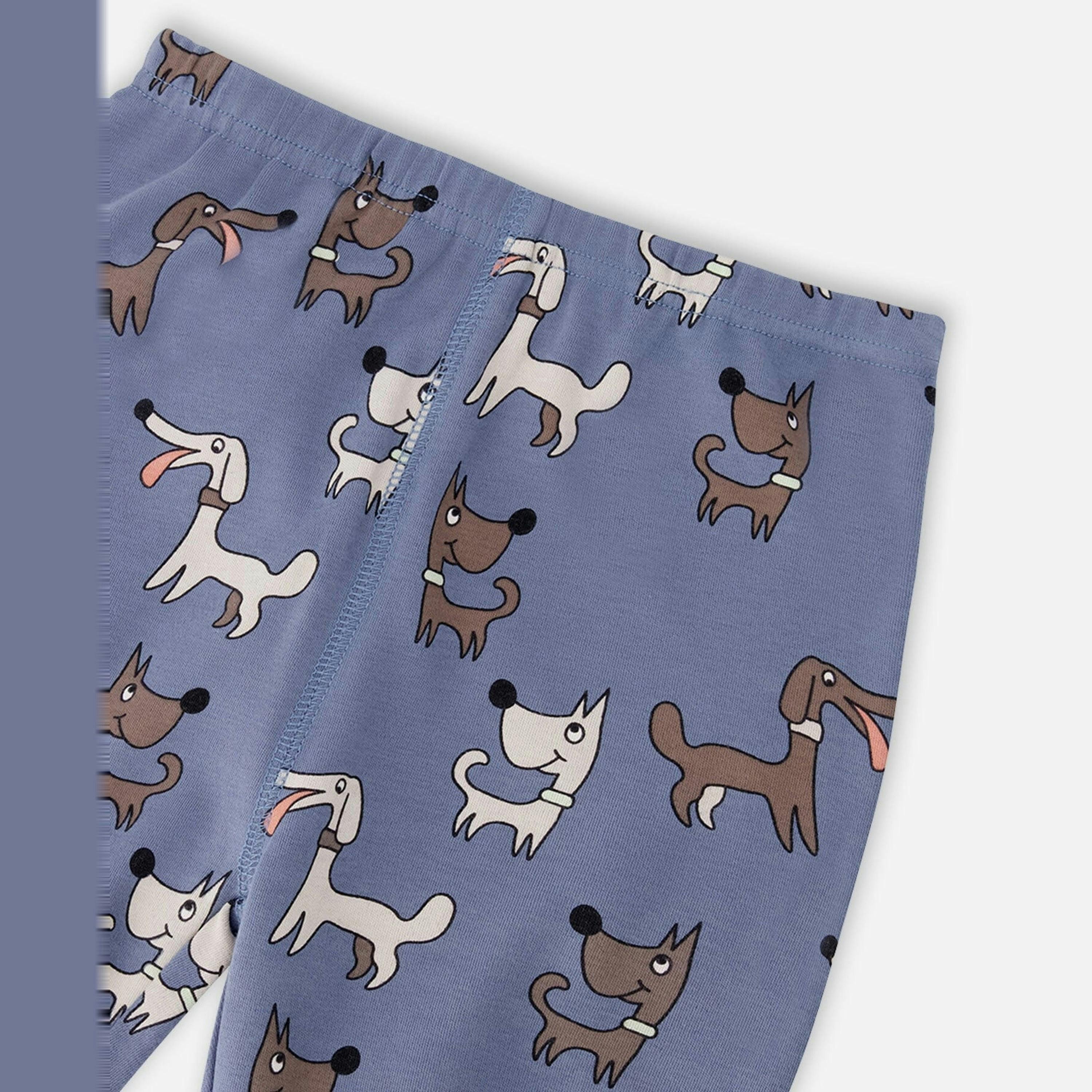 Organic Cotton Two-Piece Pyjama Set Blue Dog Print , view 5 of 5