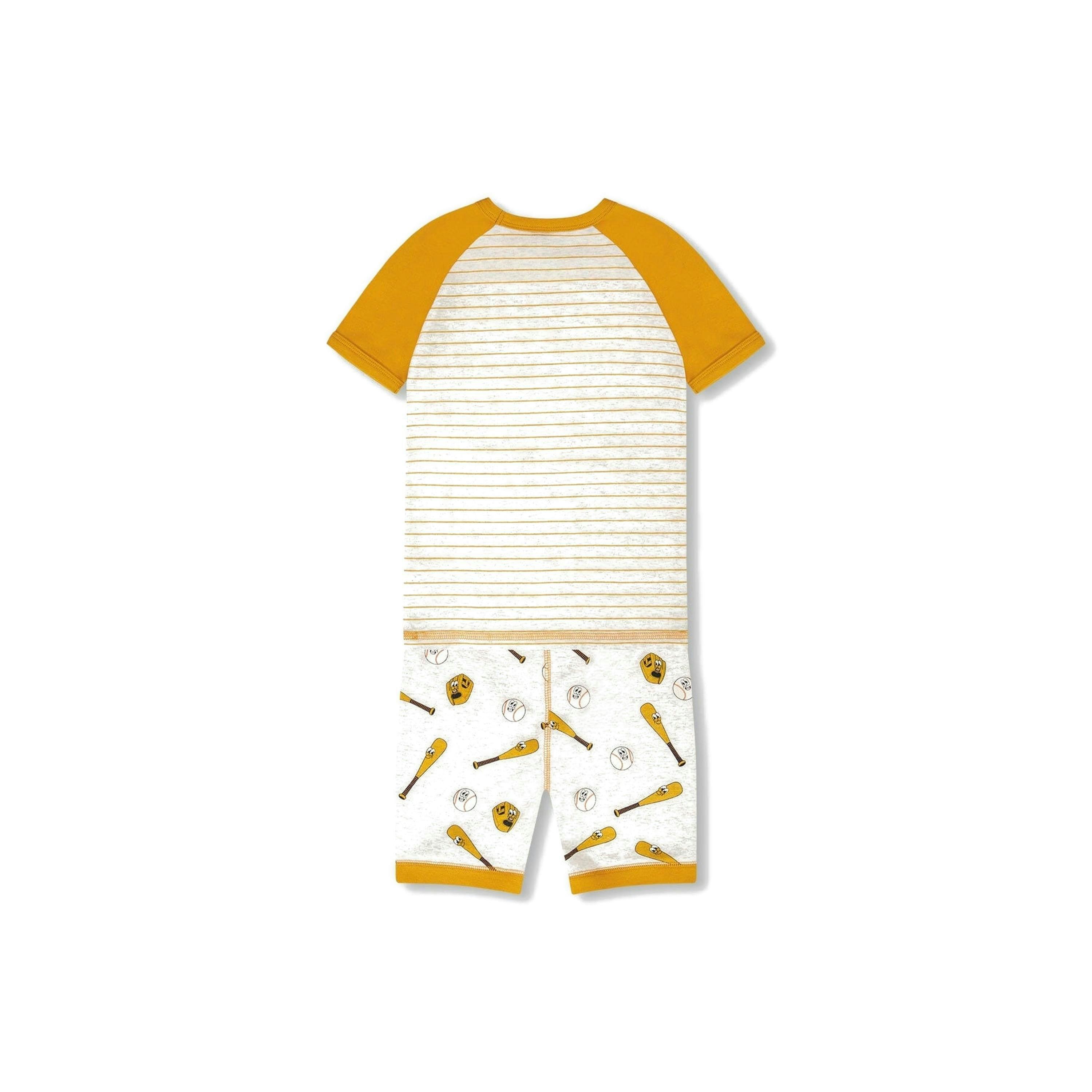 Organic Cotton Two-Piece Pyjama Set Grey Mix Baseball Print , view 3 of 5