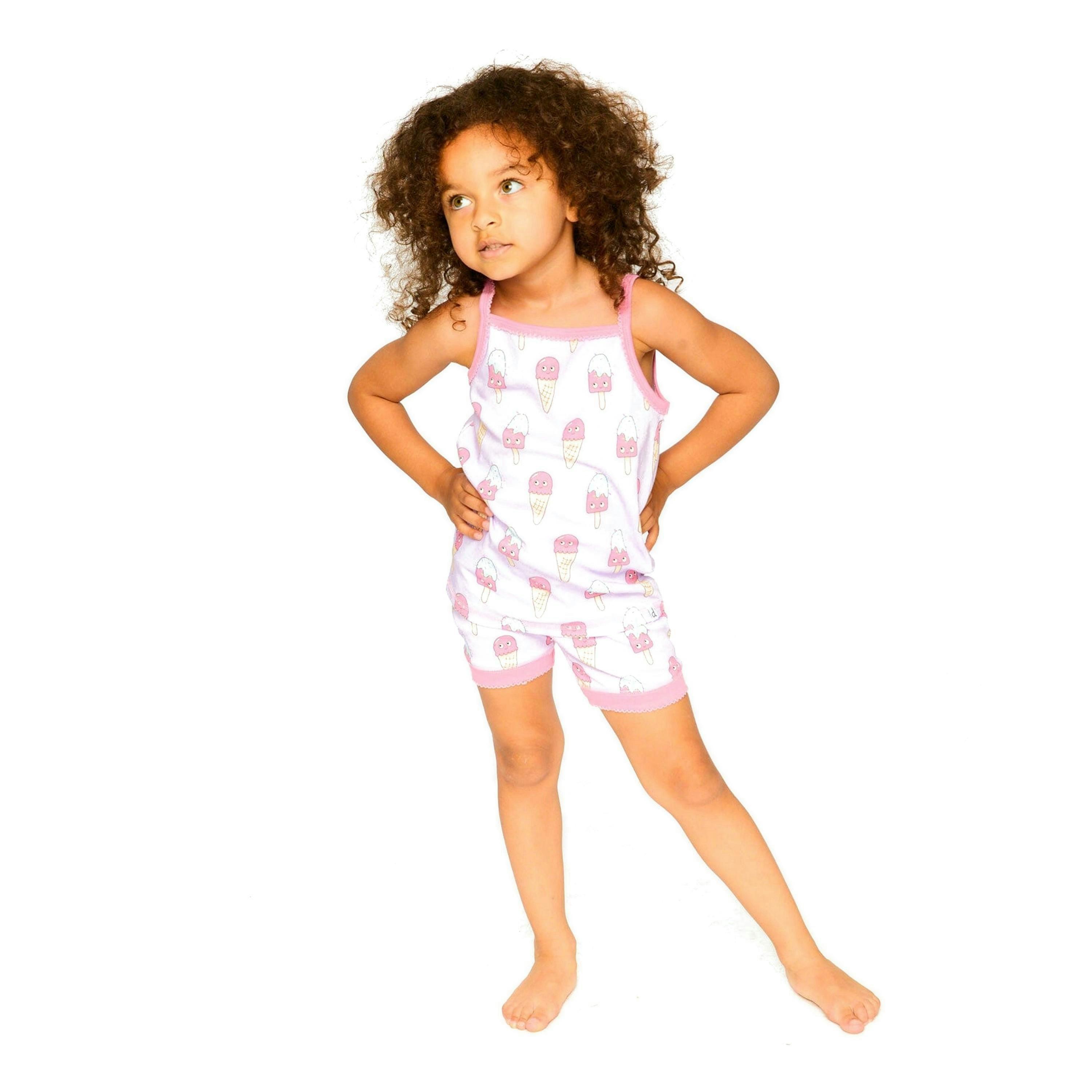 Organic Cotton Two-Piece Pyjama Set Lilac Printed Ice Creams , view 2 of 5