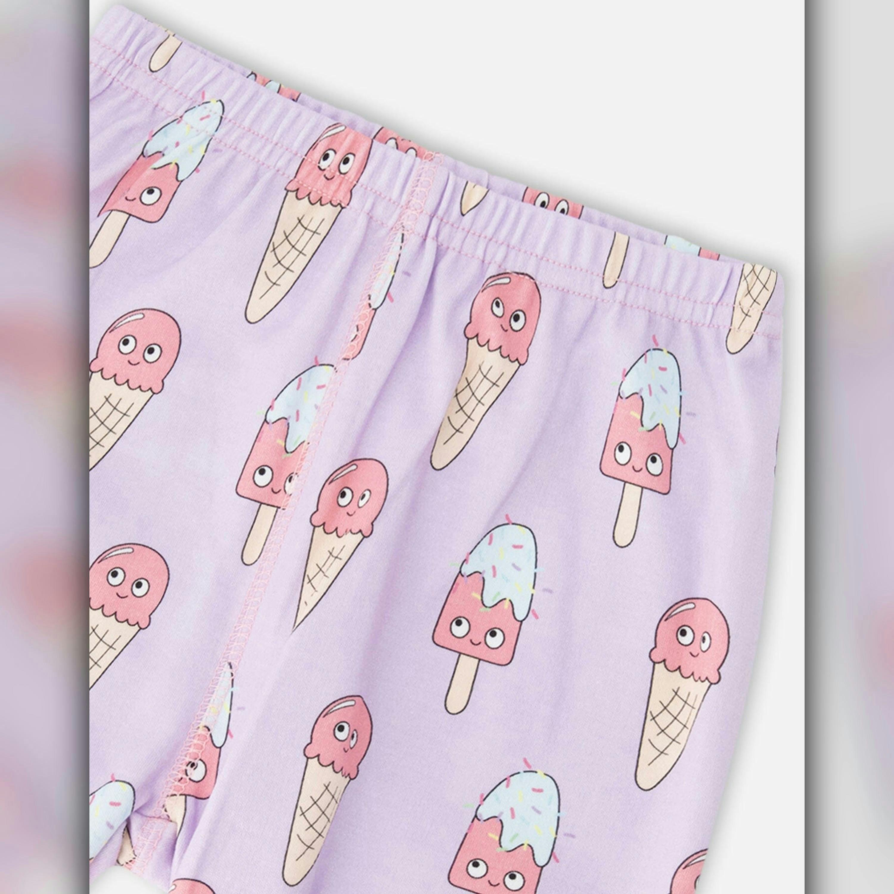 Organic Cotton Two-Piece Pyjama Set Lilac Printed Ice Creams , view 5 of 5