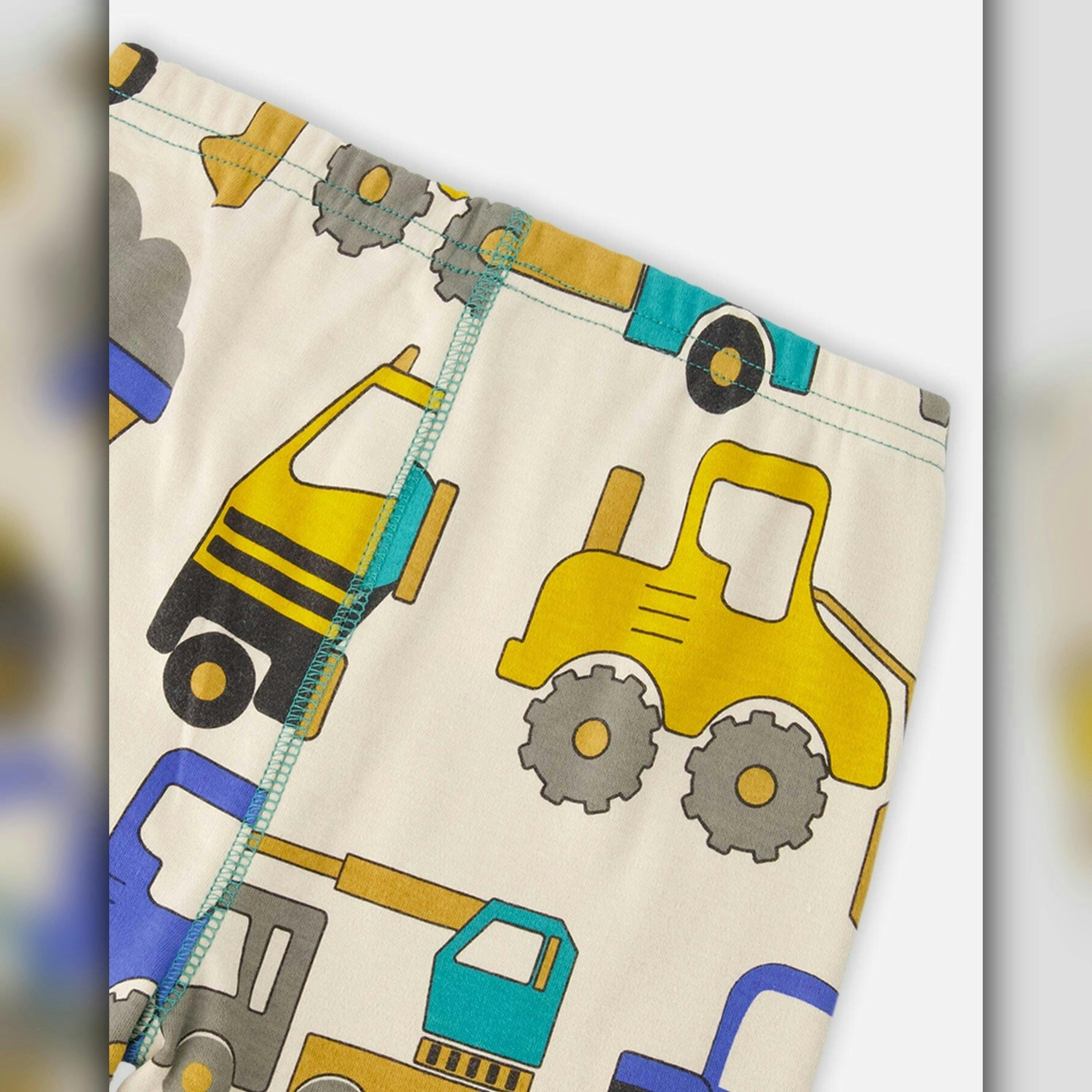 Organic Cotton Two-Piece Pyjama Set Beige Truck Print , view 5 of 5
