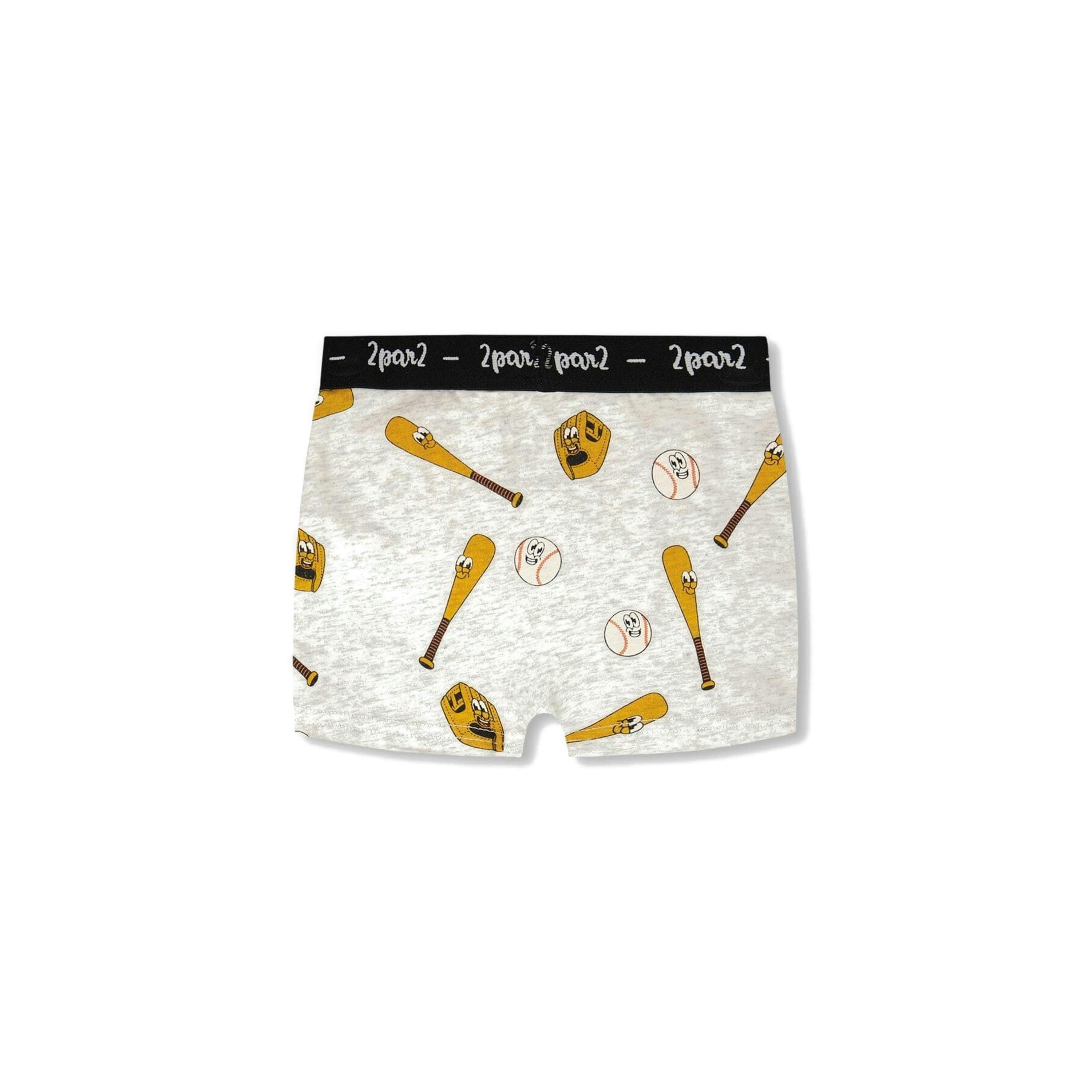 Organic Cotton Boxer Grey Mix Baseball Print , view 2 of 3