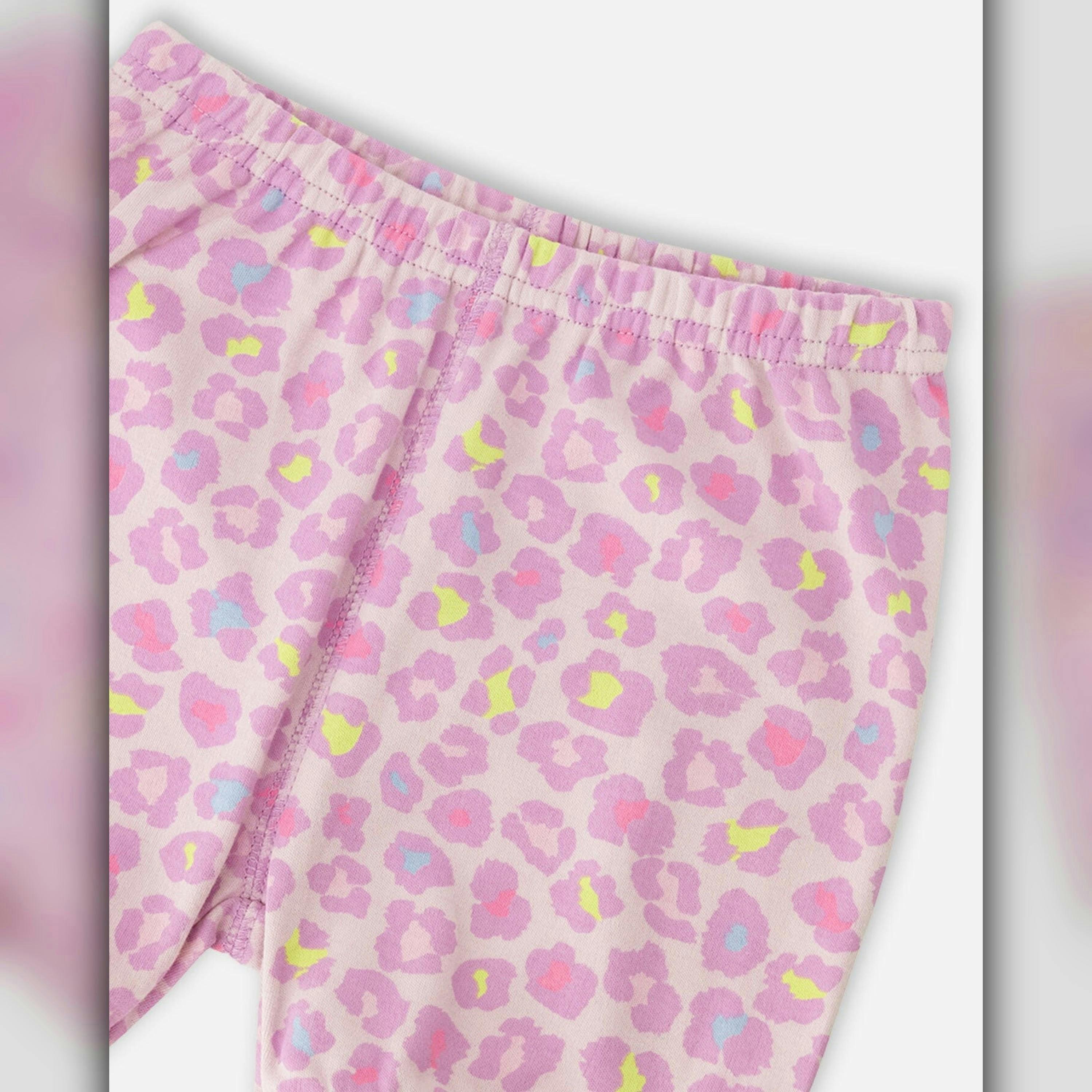 Organic Cotton Two-Piece Pyjama Set Purple Animal Print , view 5 of 5