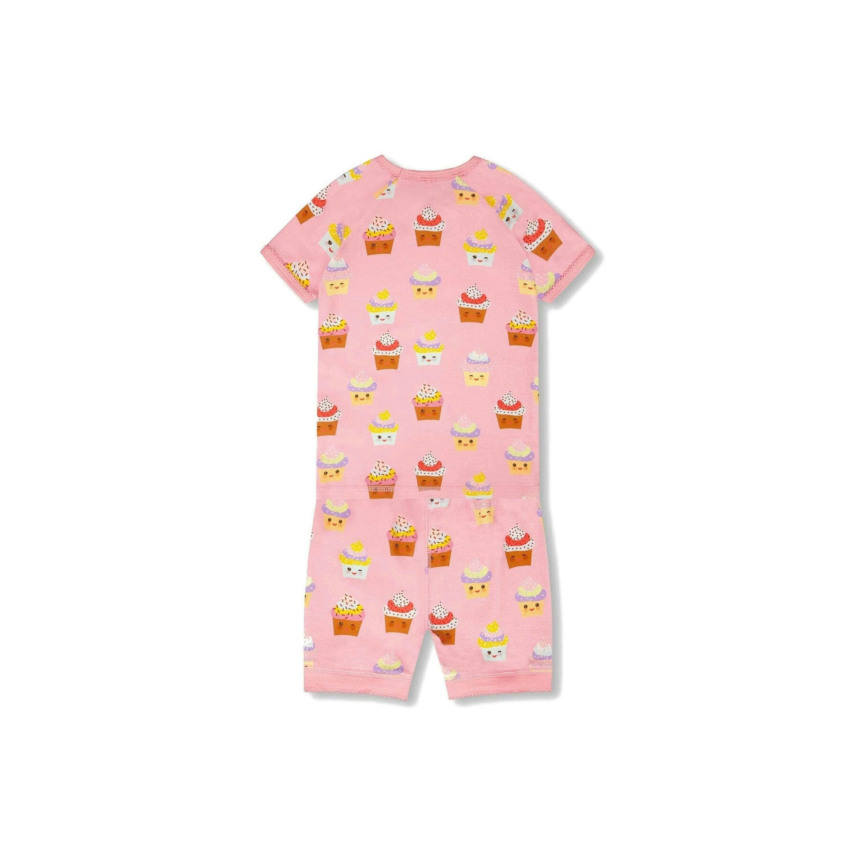 Organic Cotton Two-Piece Pyjama Set Pink Cupcake Print , view 3 of 5