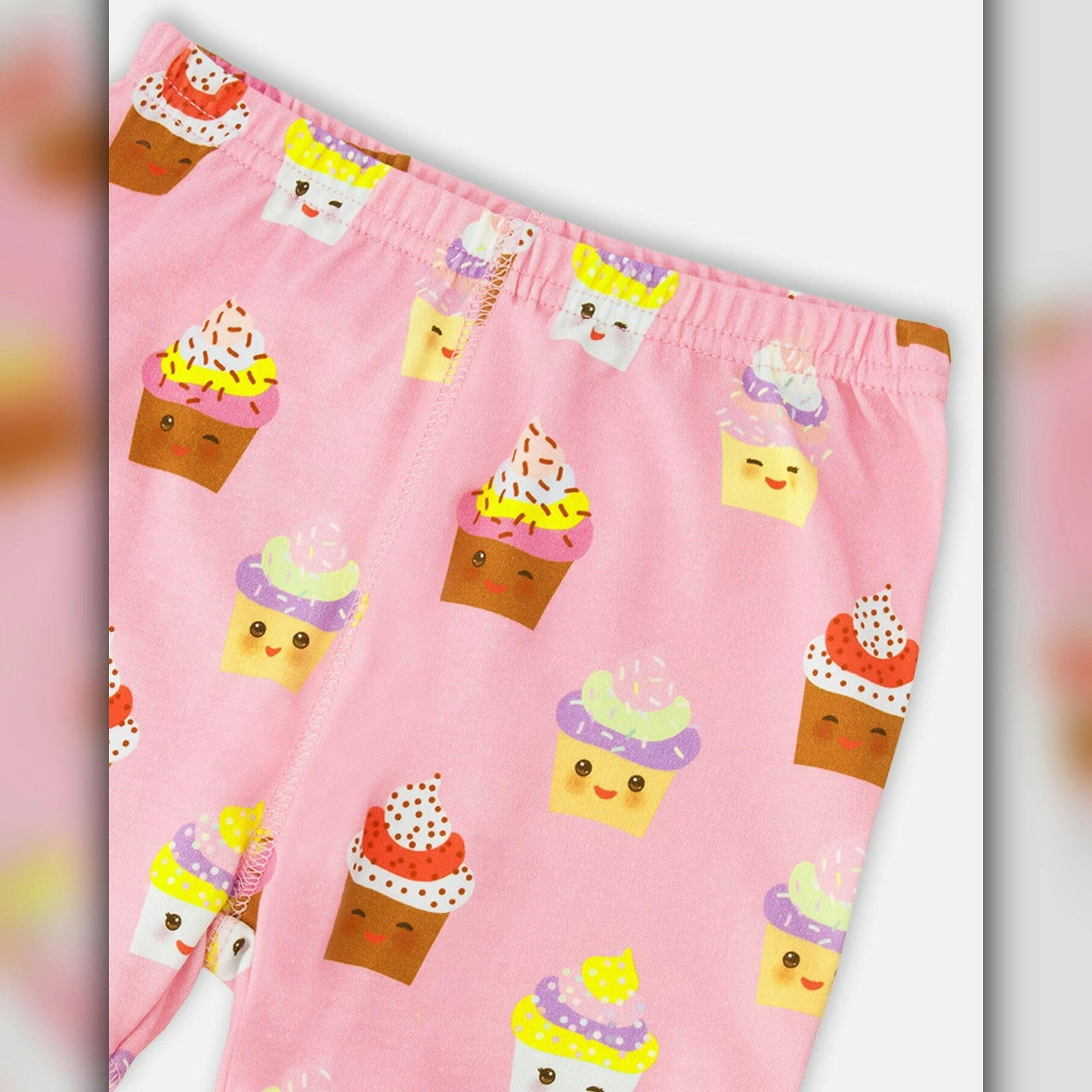 Organic Cotton Two-Piece Pyjama Set Pink Cupcake Print , view 5 of 5