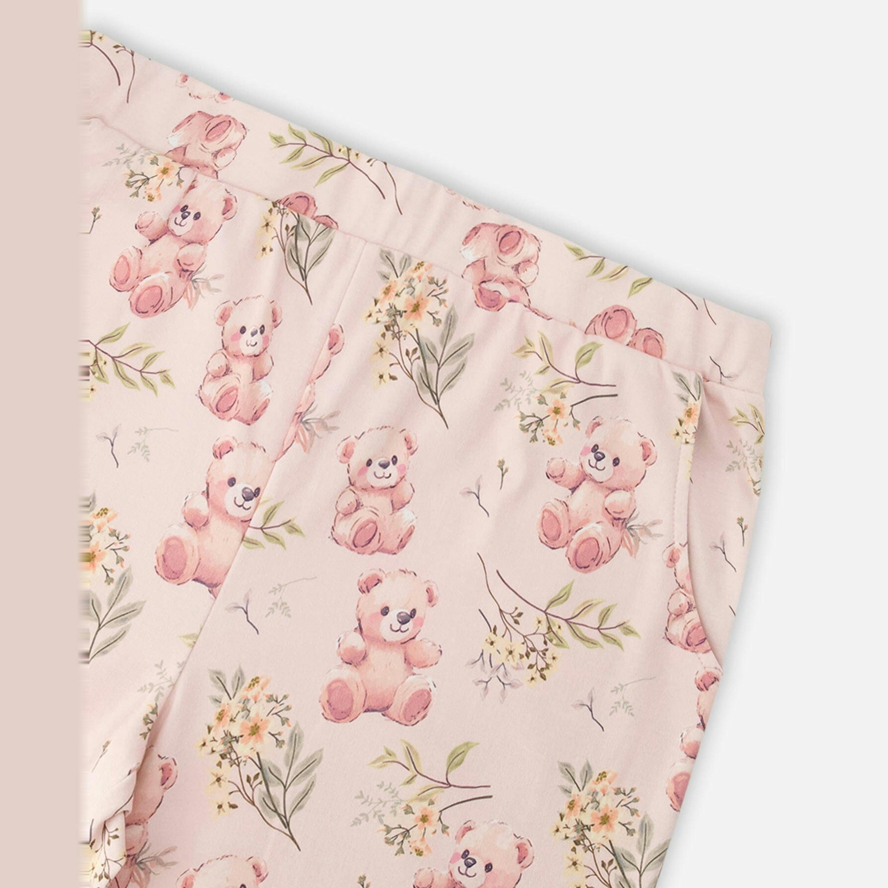 Organic Cotton Women Two-Piece Pyjama Set Pale Pink Bear Print , view 4 of 4
