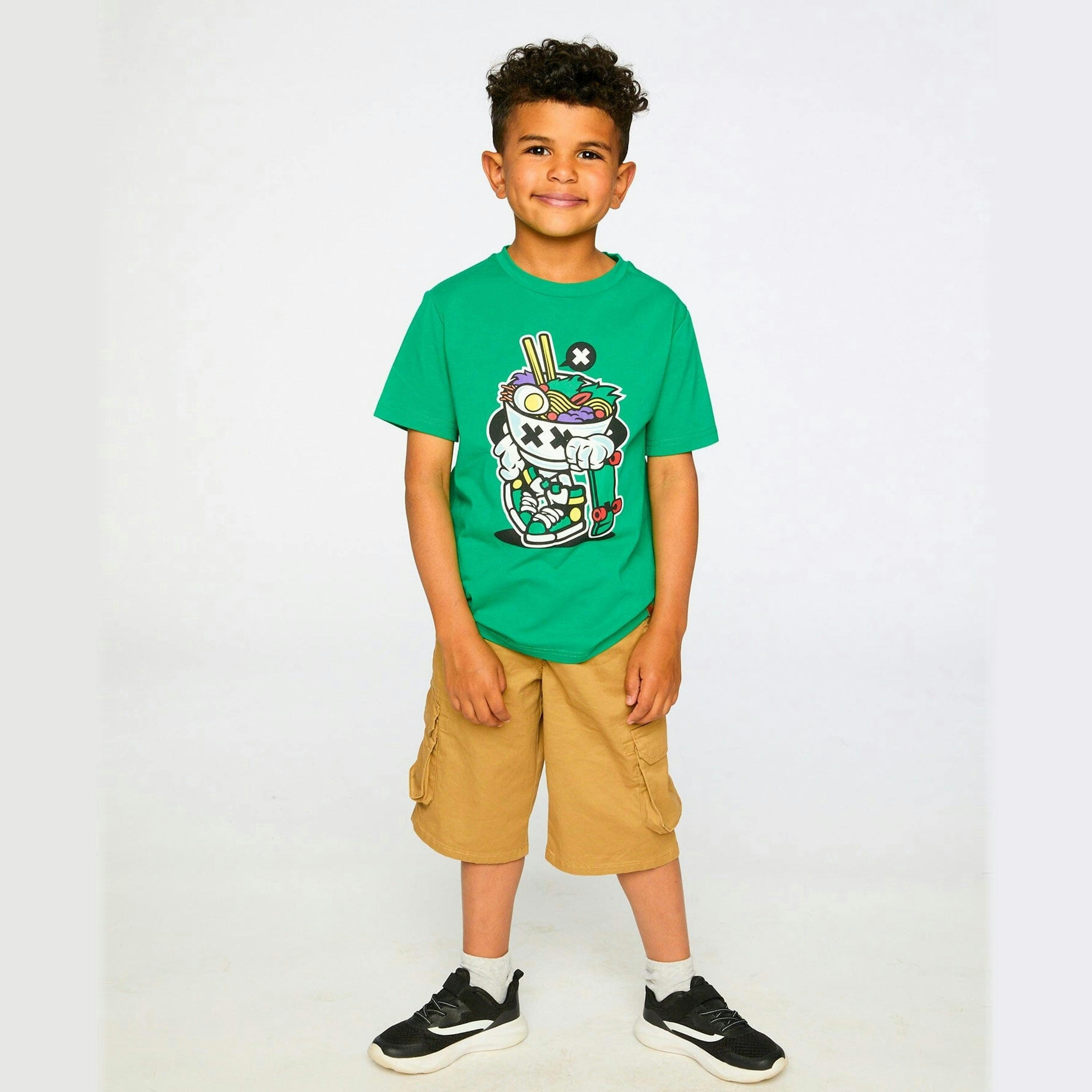 Organic Cotton Jersey T-Shirt With Print Green , view 4 of 5