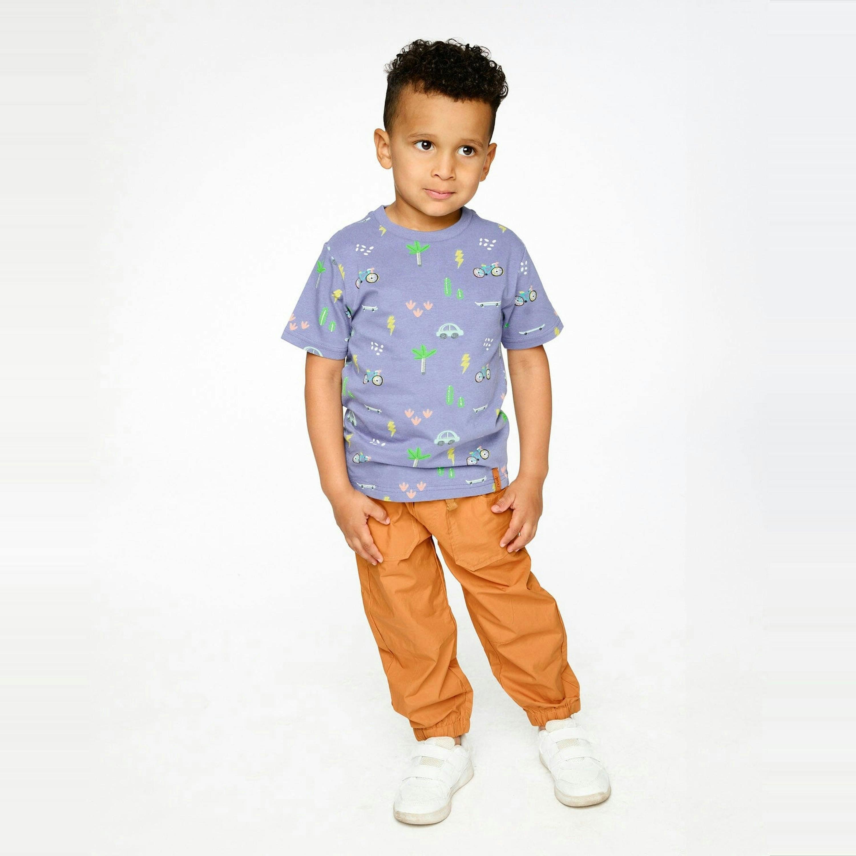 Organic Cotton Jersey T-Shirt Blue Bicycle Print , view 2 of 3