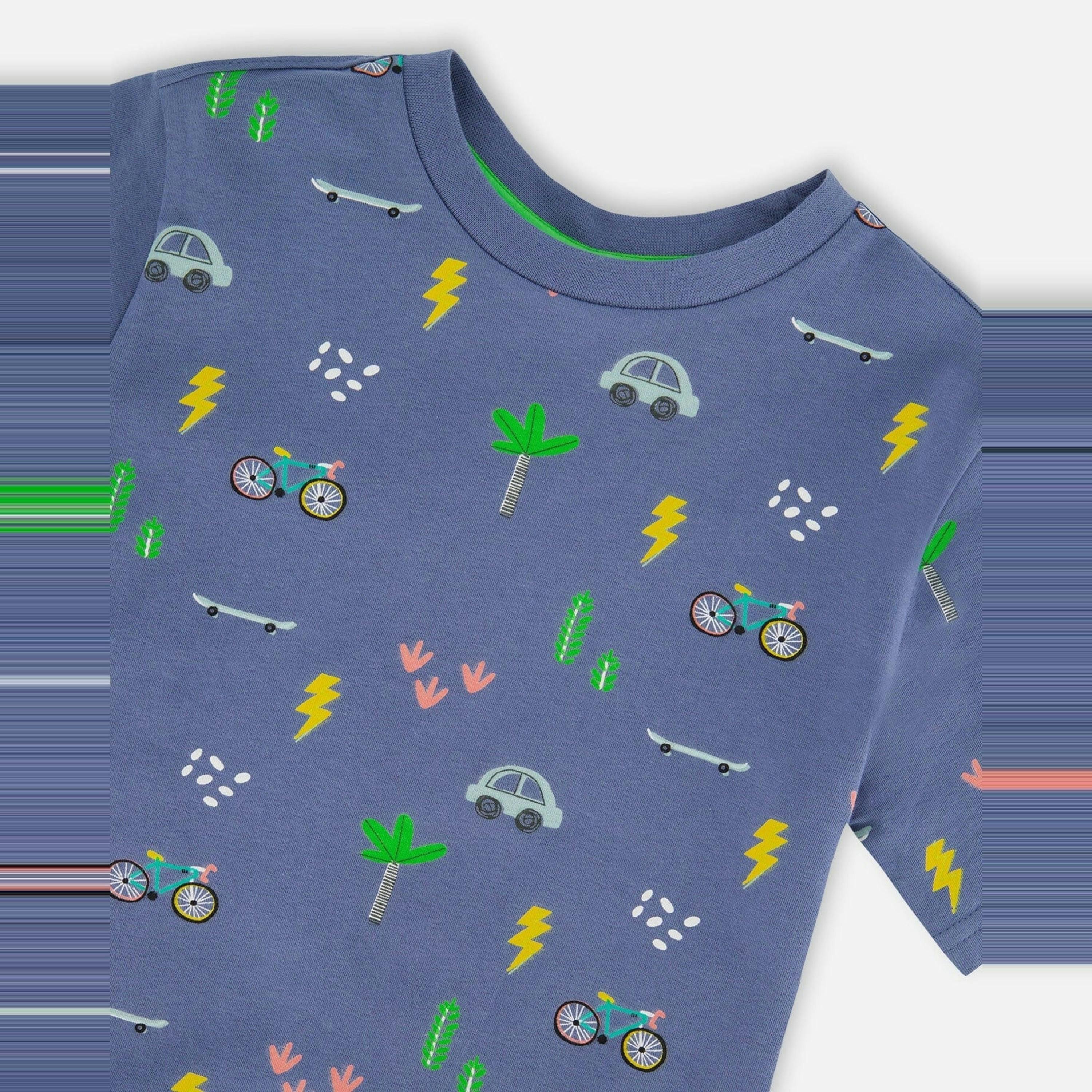 Organic Cotton Jersey T-Shirt Blue Bicycle Print , view 3 of 3