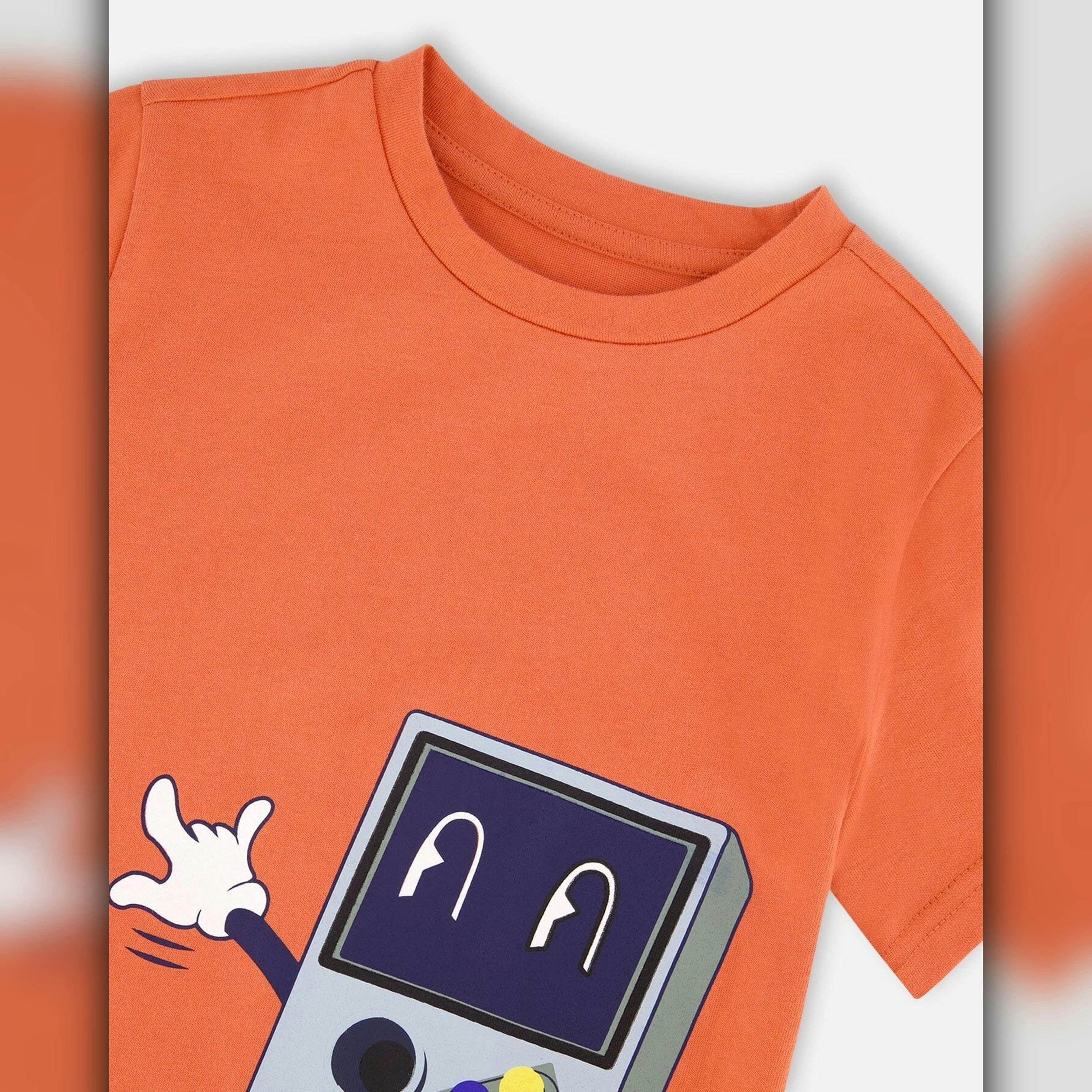 Organic Cotton Jersey T-Shirt With Print Orange , view 3 of 3