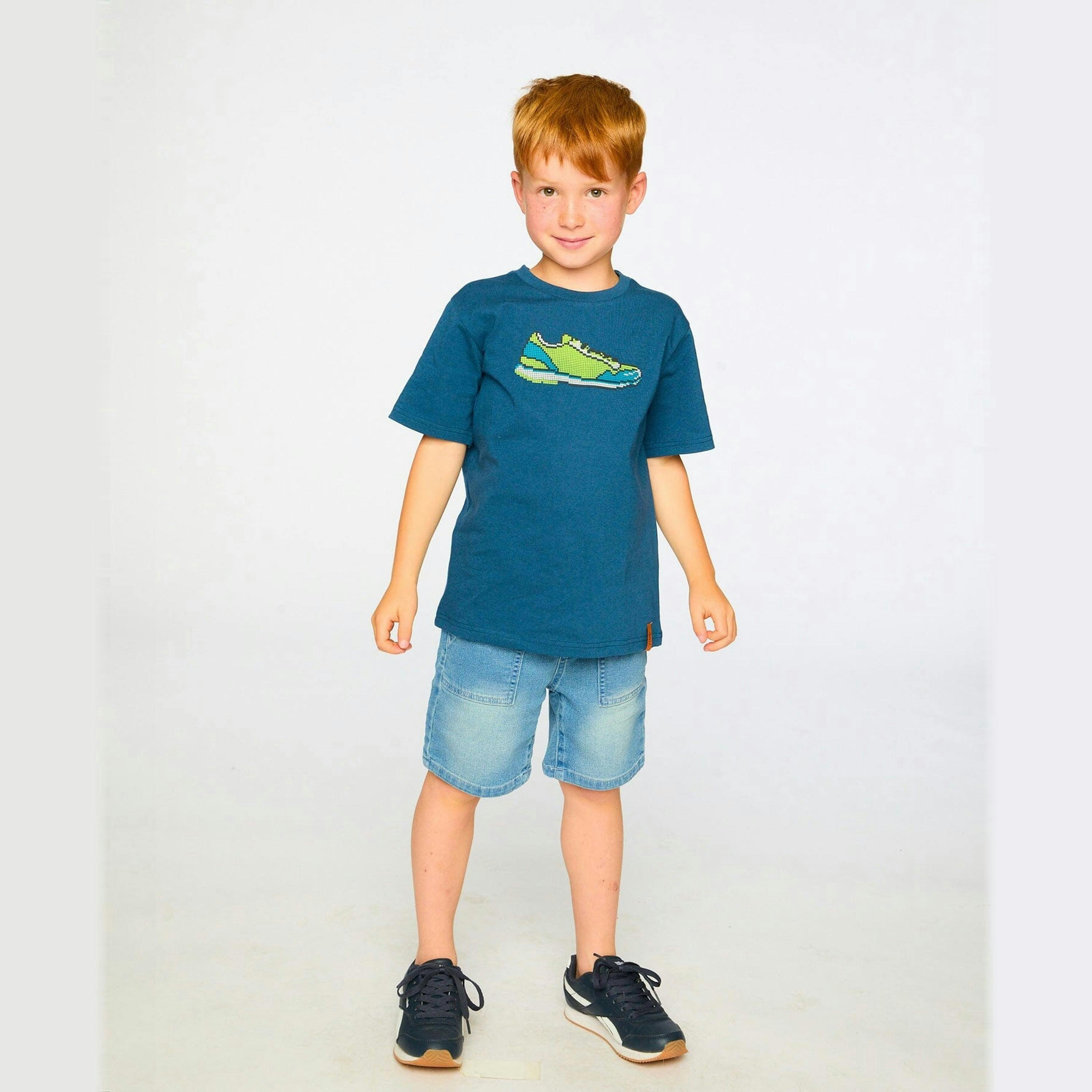 Organic Cotton Jersey T-Shirt With Print Dark Blue , view 2 of 4