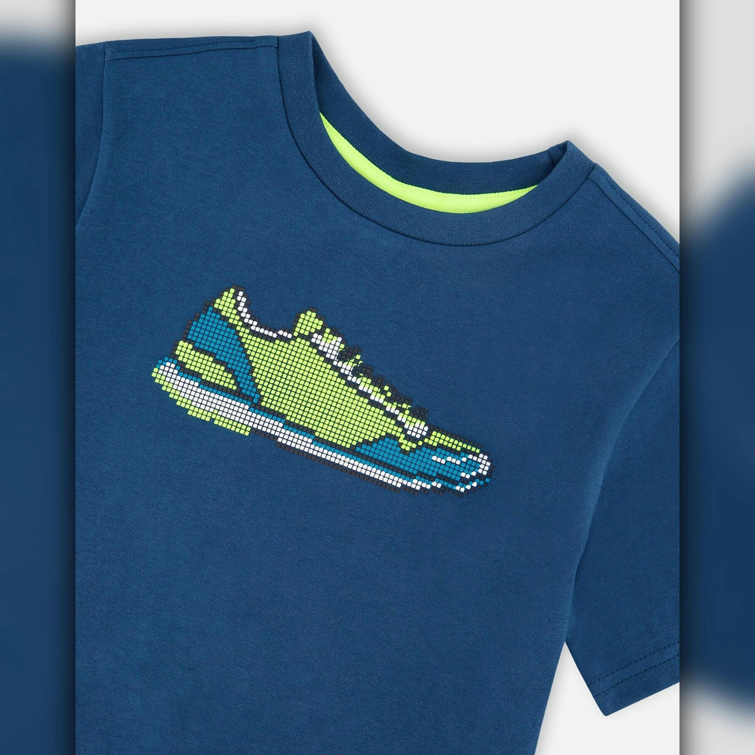 Organic Cotton Jersey T-Shirt With Print Dark Blue , view 4 of 4