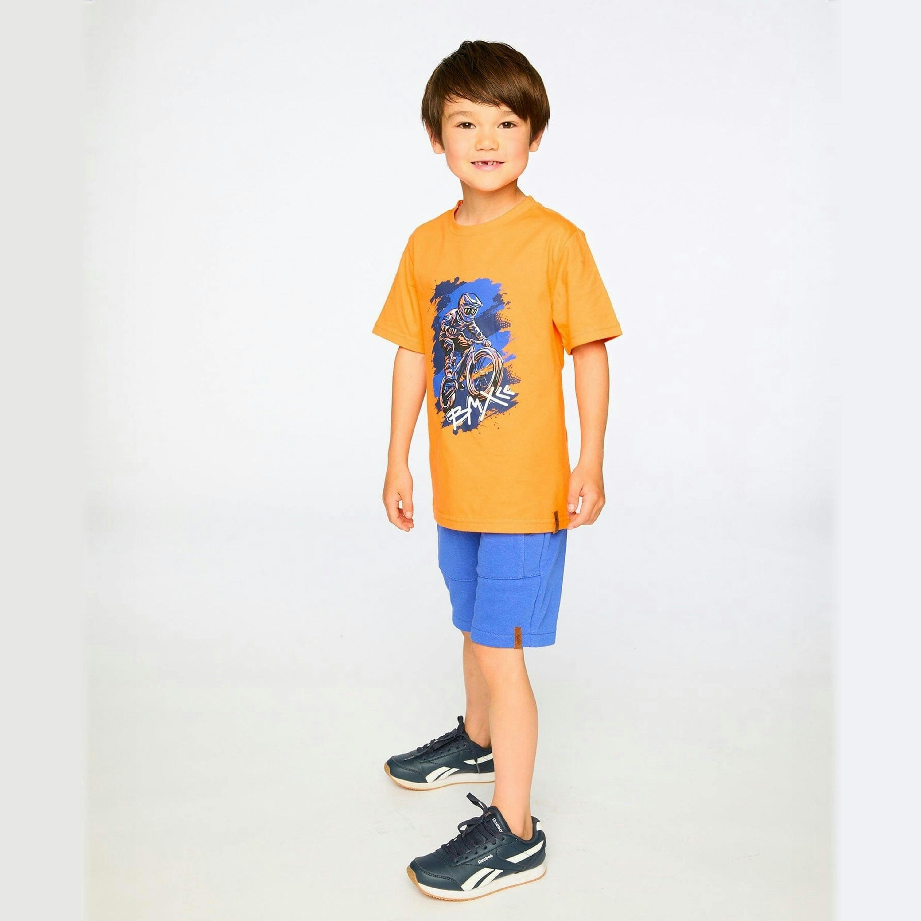Organic Cotton Jersey T-Shirt With Bmx Print Orange , view 3 of 4