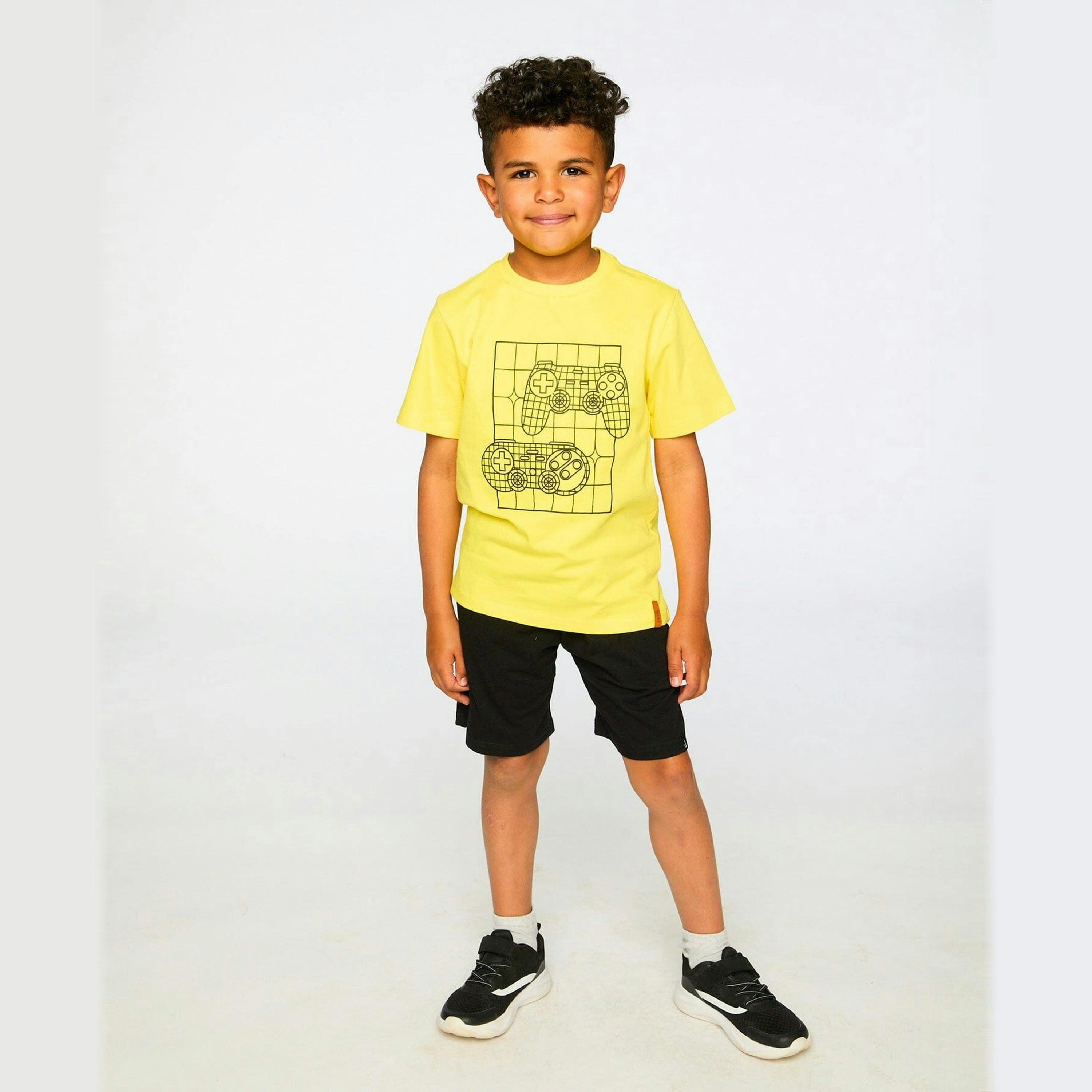 Organic Cotton Jersey T-Shirt With Gamer Print Yellow , view 3 of 5