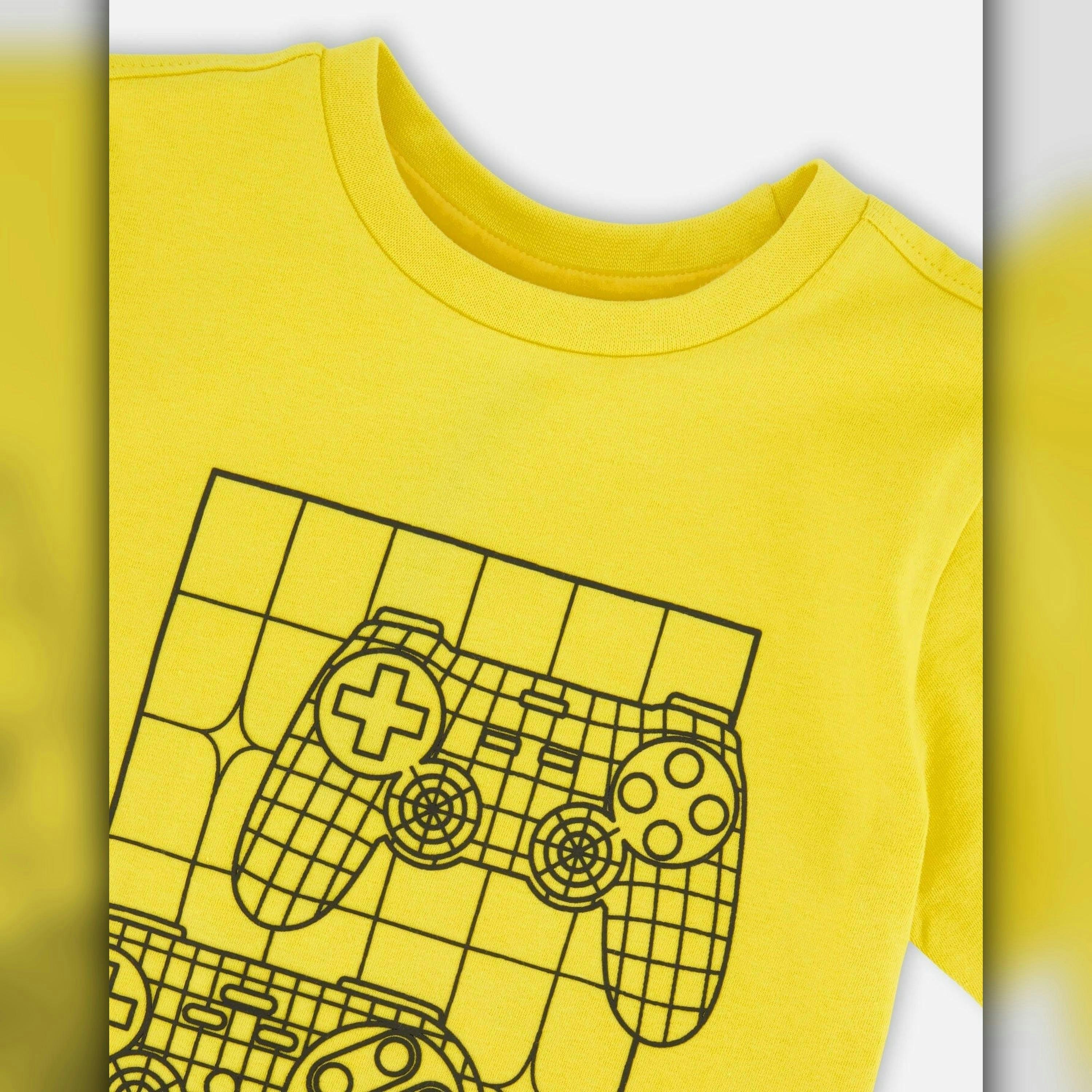 Organic Cotton Jersey T-Shirt With Gamer Print Yellow , view 5 of 5