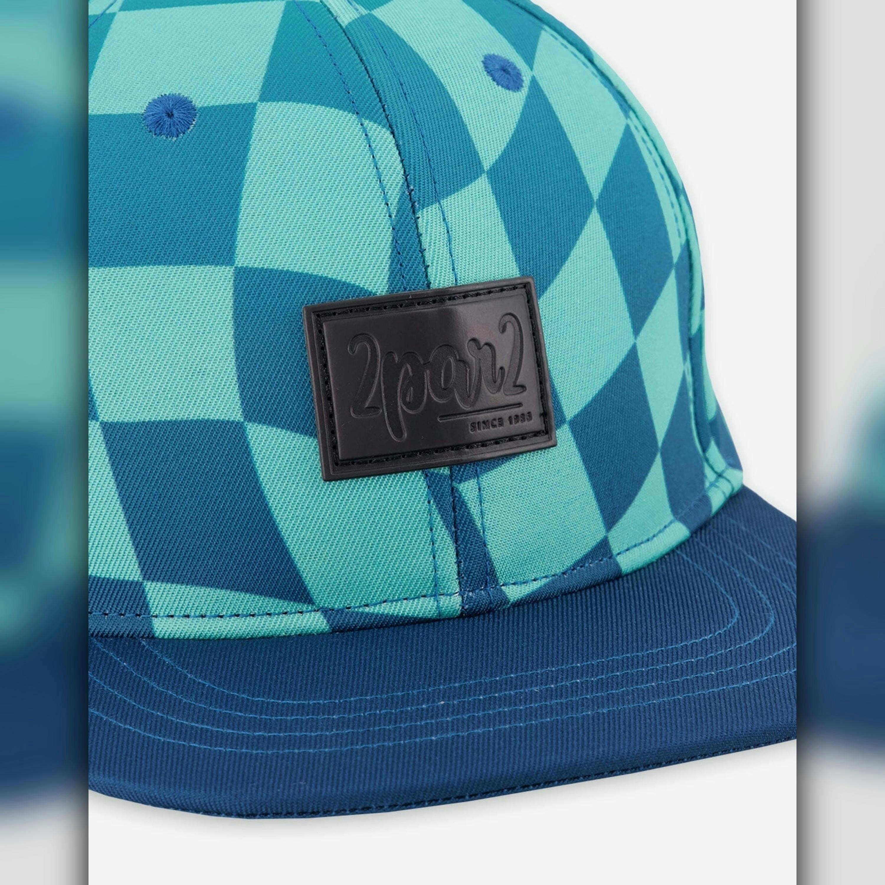 Cap Teal Printed Checkerboard , view 2 of 2