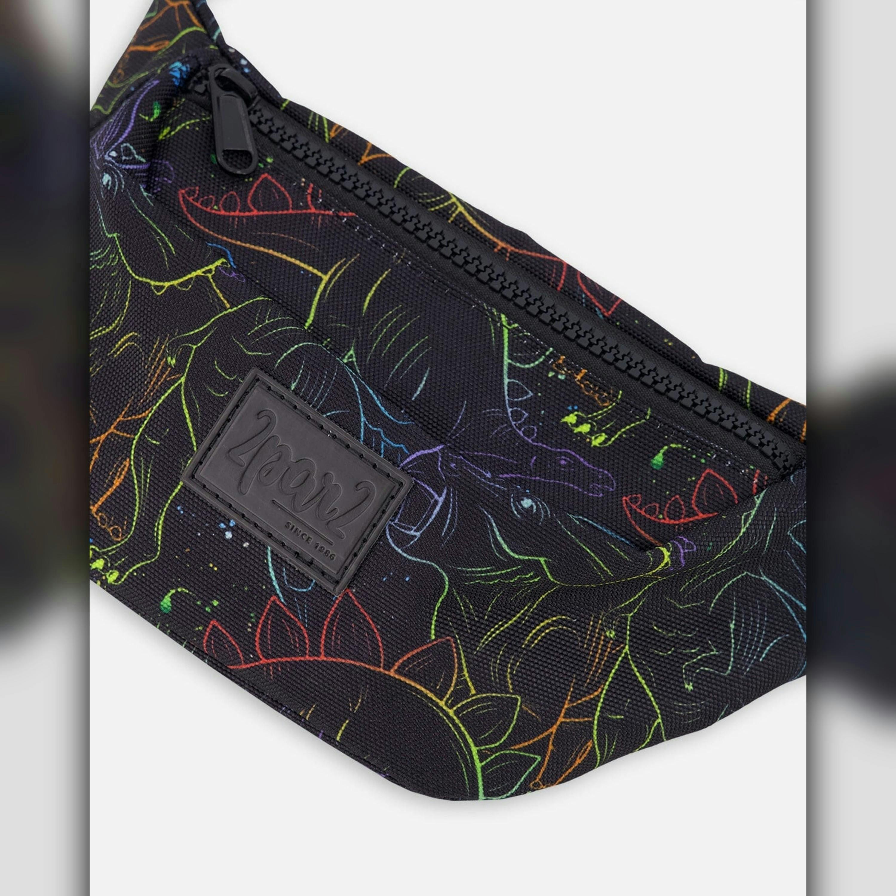 Fanny Pack Black Dinosaur Print , view 2 of 3