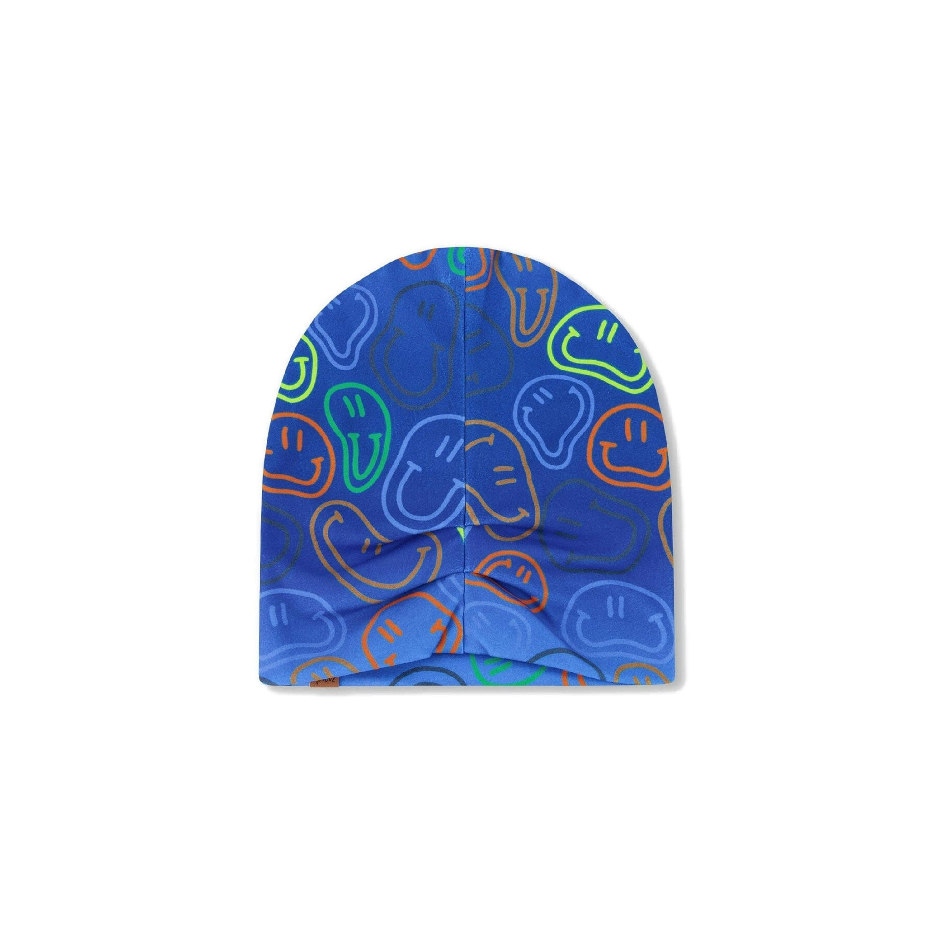 Stretch Jersey Beanie Blue Printed Smileys , view 4 of 5