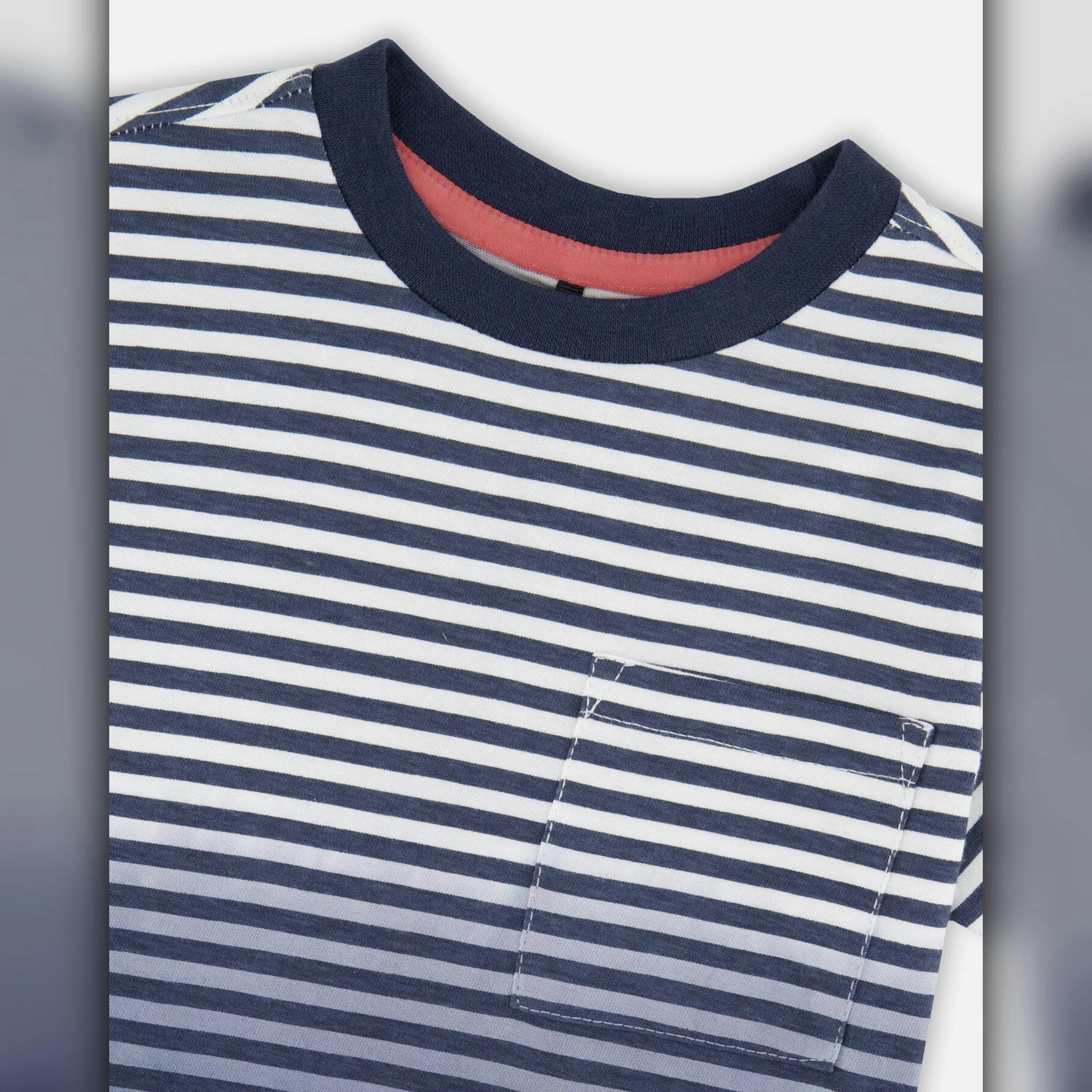 Organic Cotton Short Sleeve T-Shirt Blue Gradient Stripes , view 5 of 5