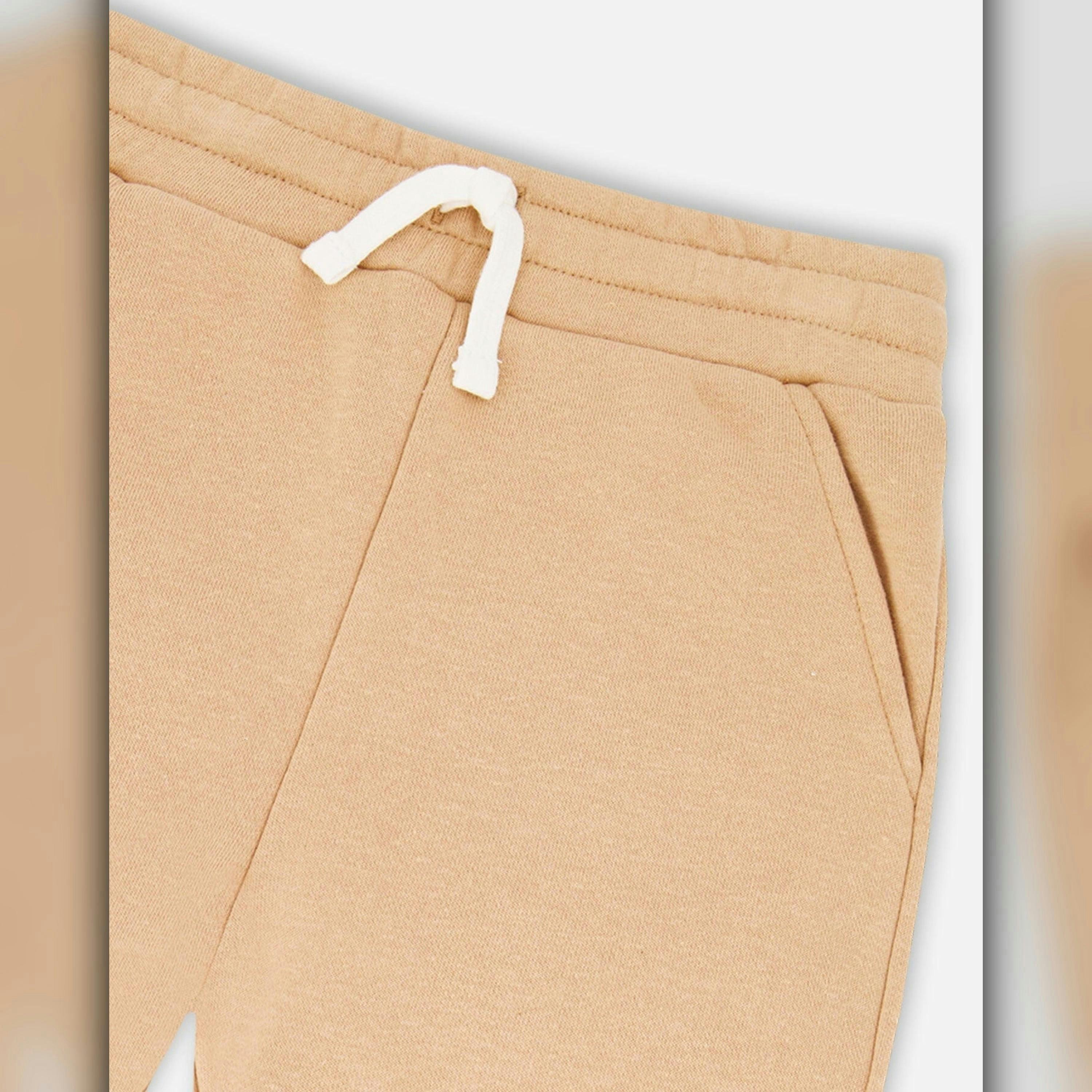 French Terry Sweatpants With Cross Seams Beige , view 3 of 4