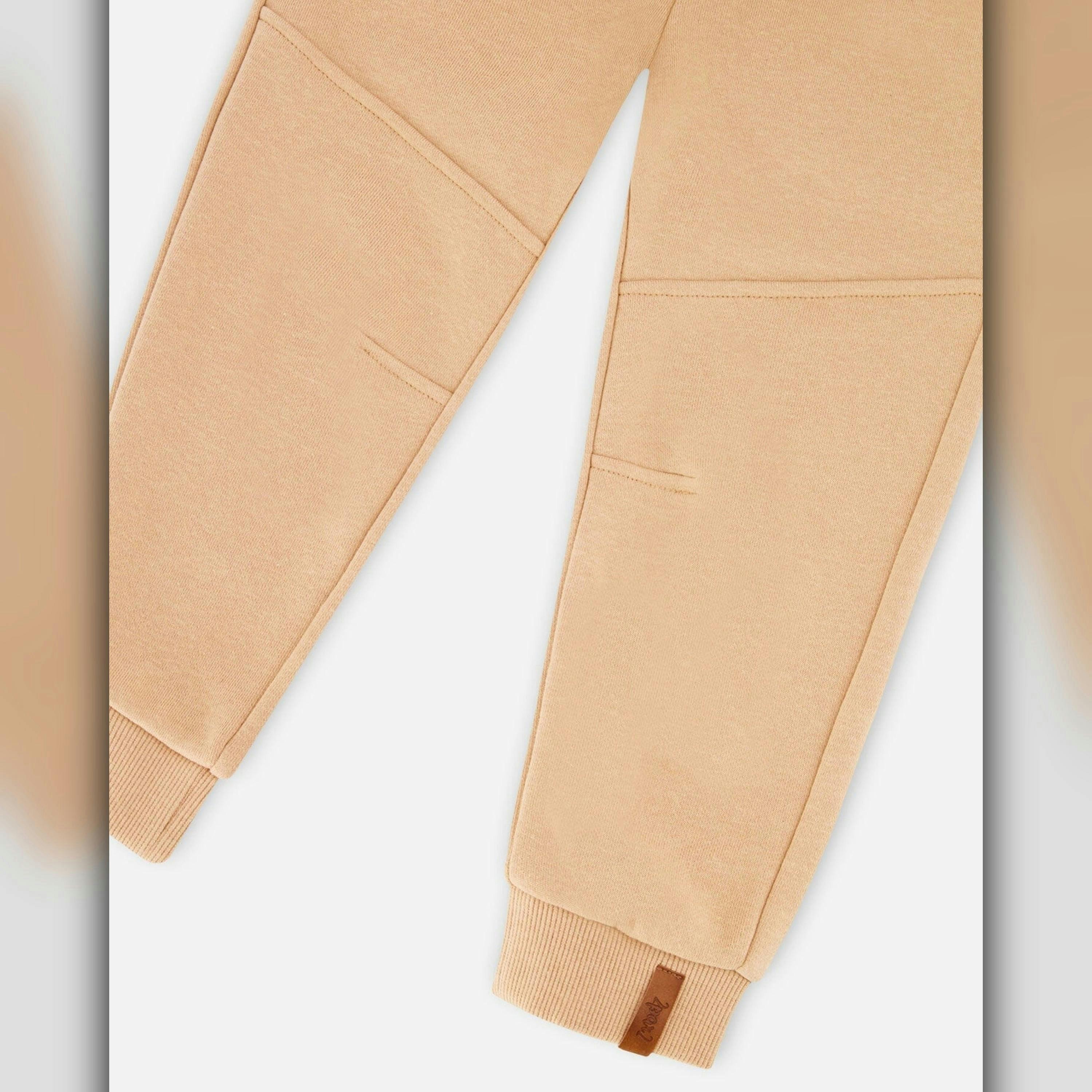 French Terry Sweatpants With Cross Seams Beige , view 4 of 4