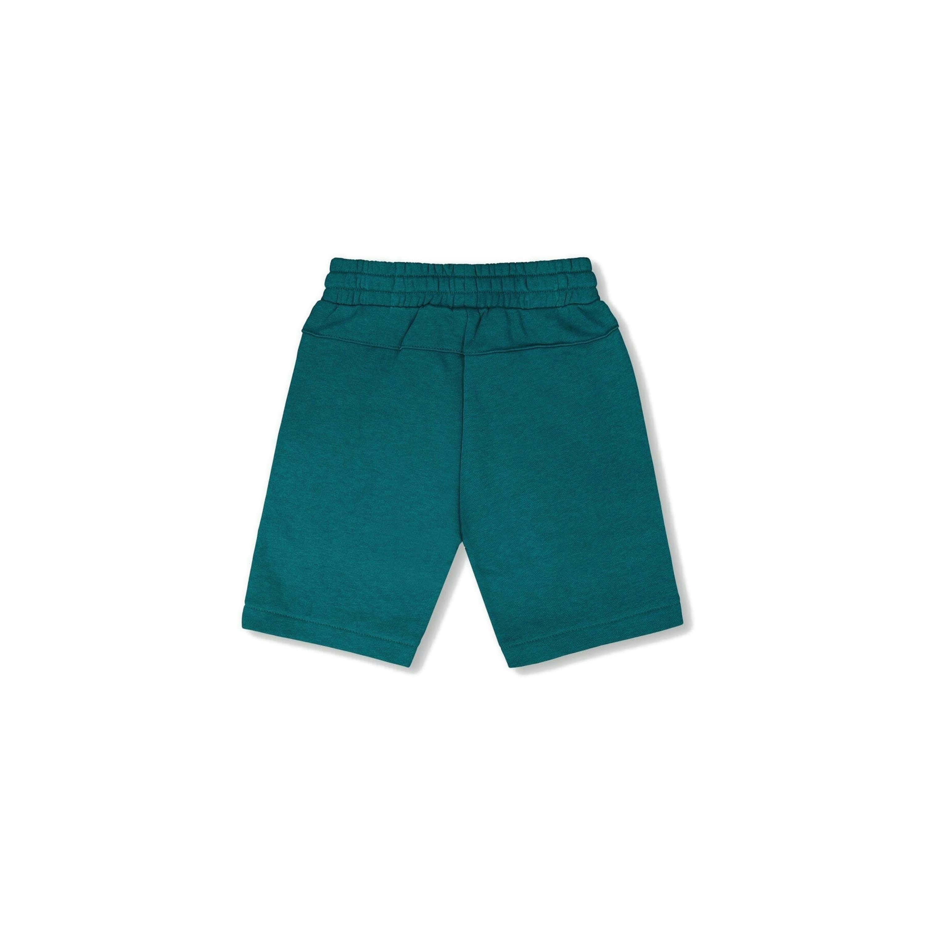 French Terry Shorts With Cross Seams Dark Turquoise , view 3 of 4