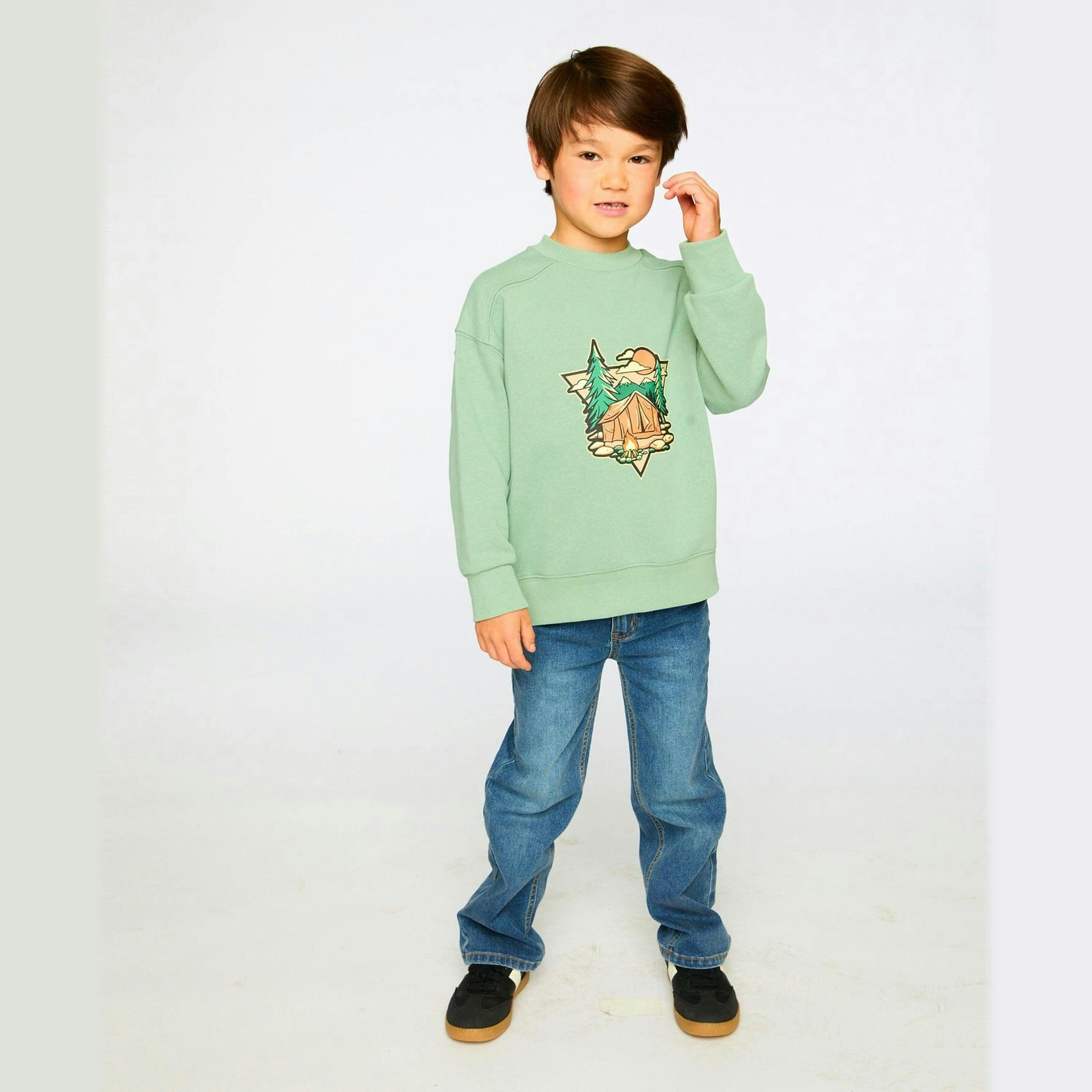 French Terry Sweatshirt Pale Green , view 3 of 4