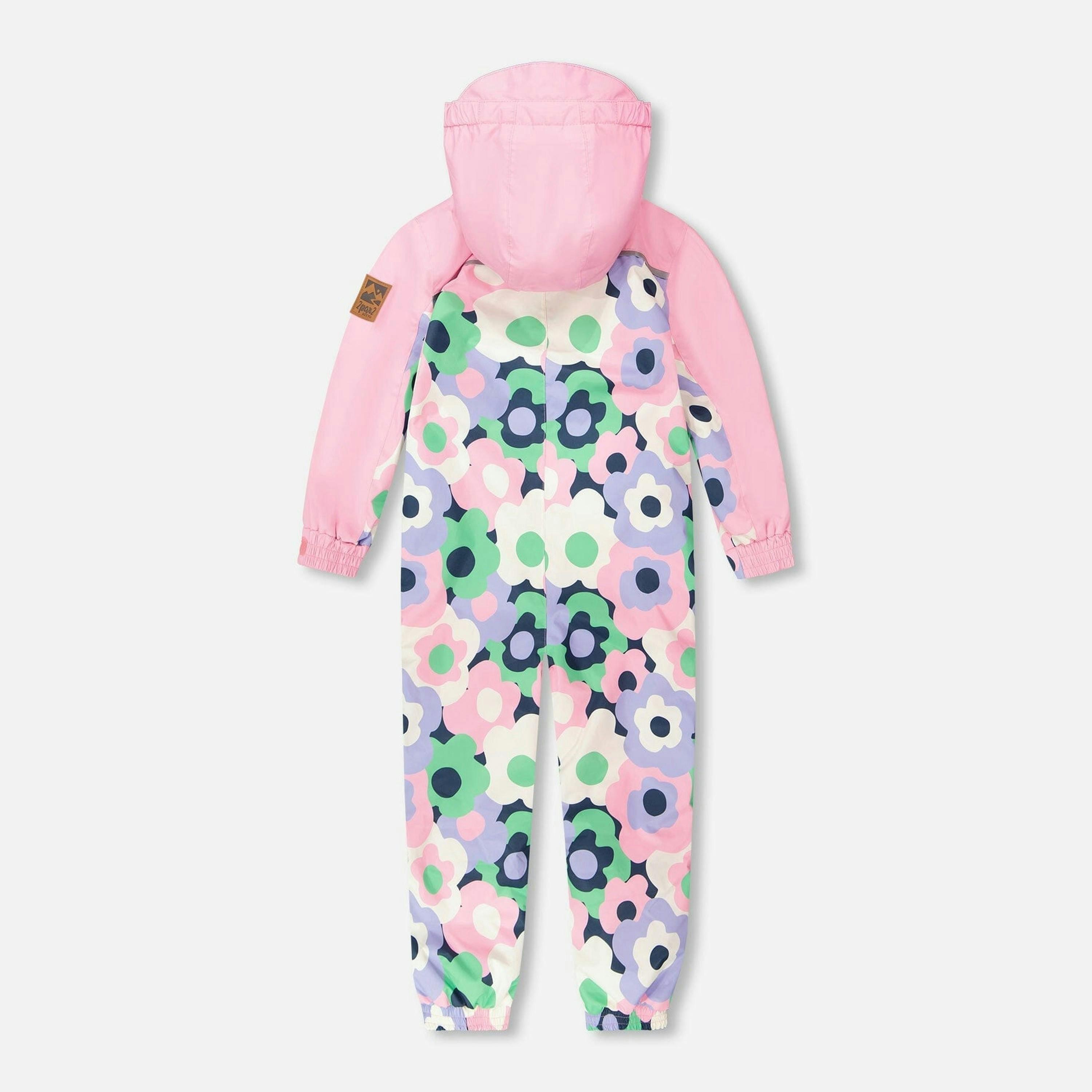 Kids Mid-Season One-Piece Outerwear Black Printed Flowers , view 3 of 4