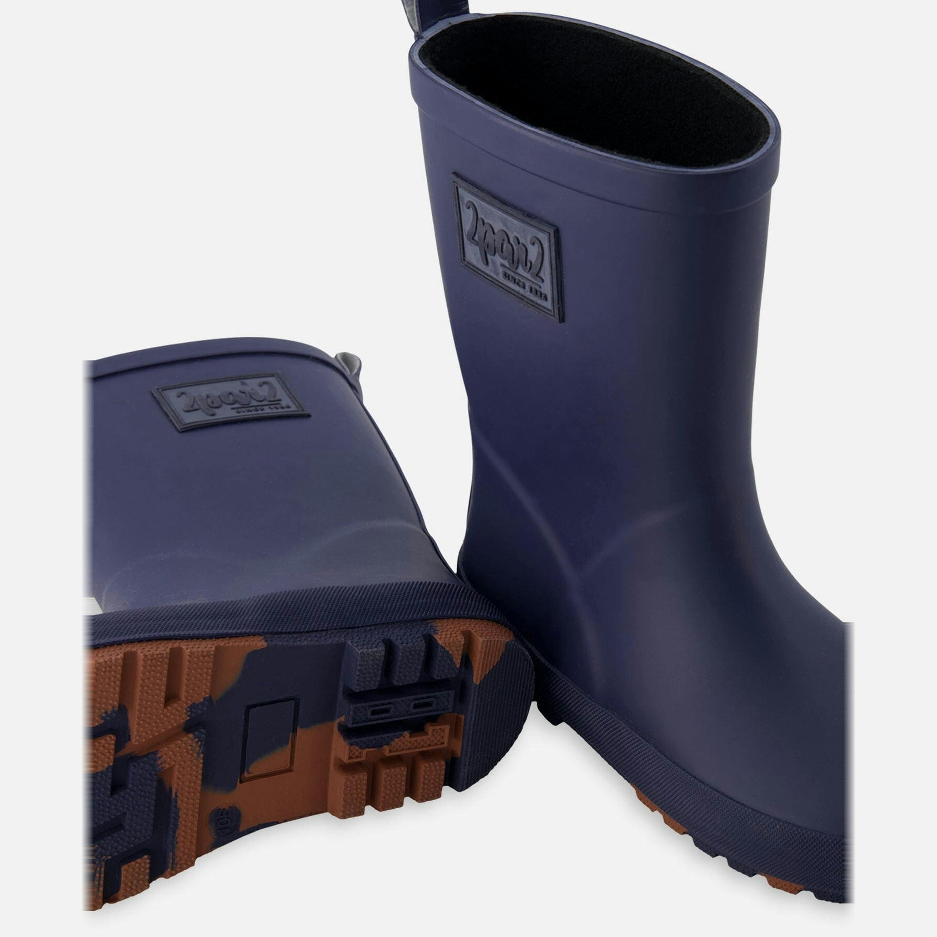 Rain Boots In Natural Rubber Navy Blue , view 3 of 4