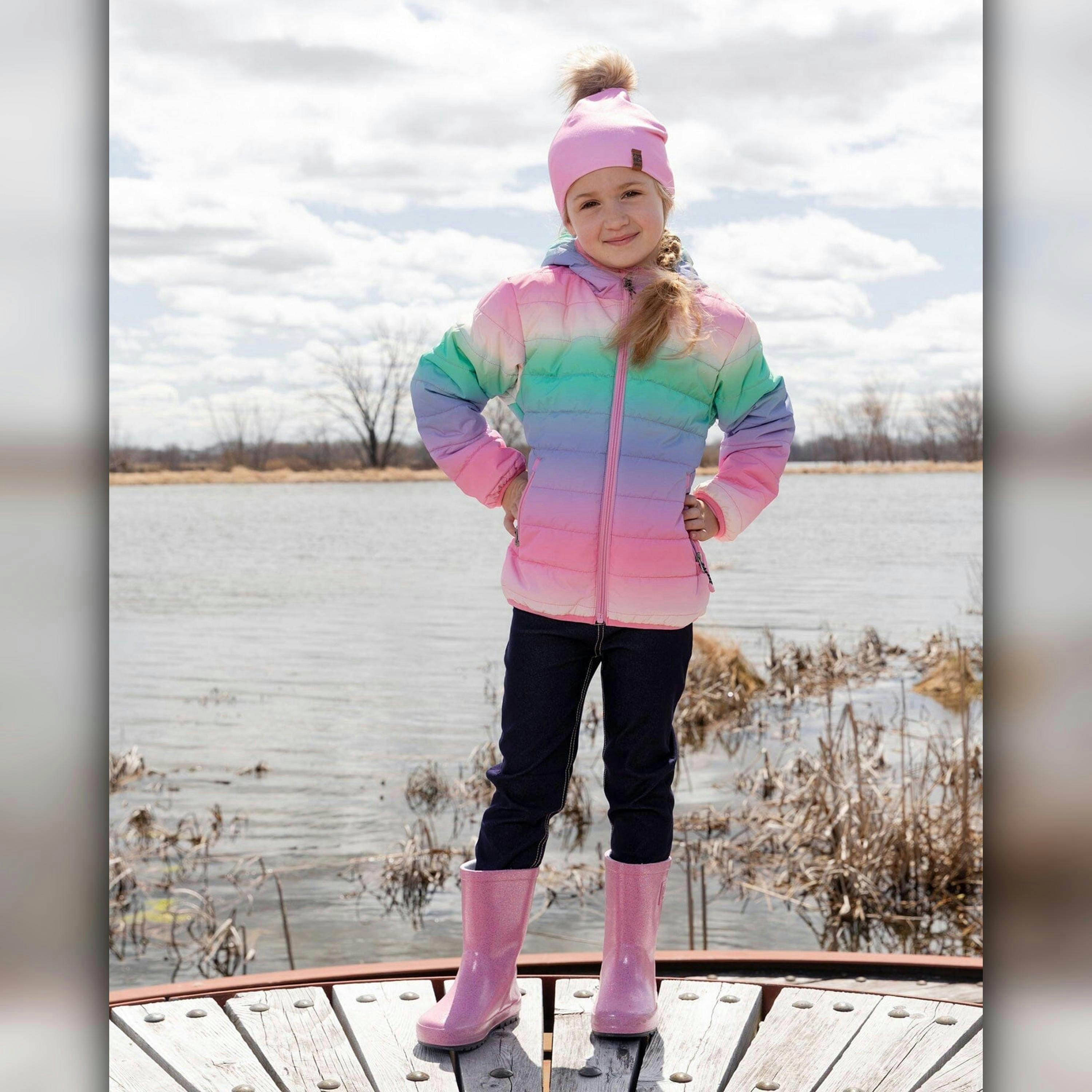 Rain Boots in Natural Rubber Pink Glitter , view 2 of 4