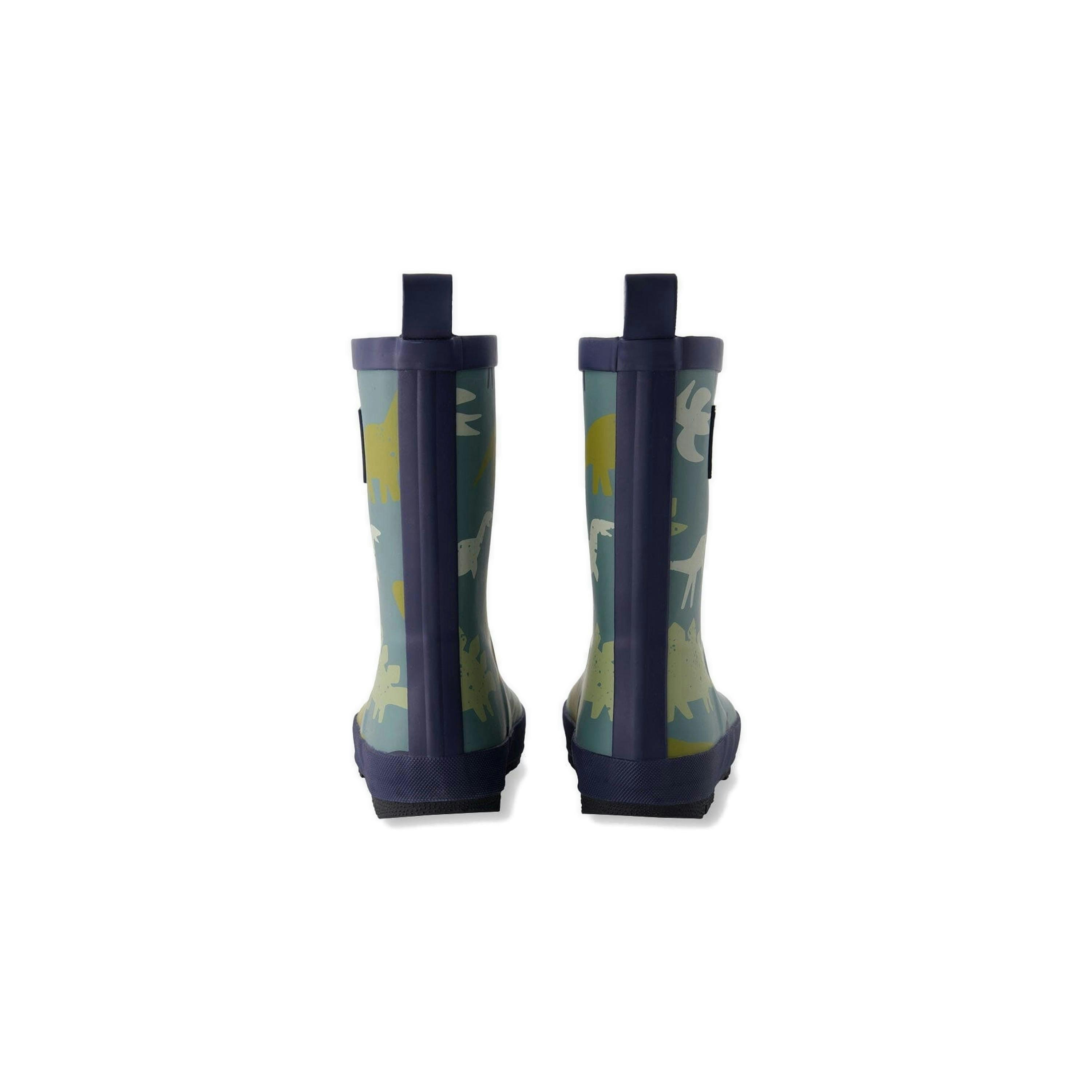 Rain Boots In Natural Rubber Green Dinosaur Print , view 4 of 4