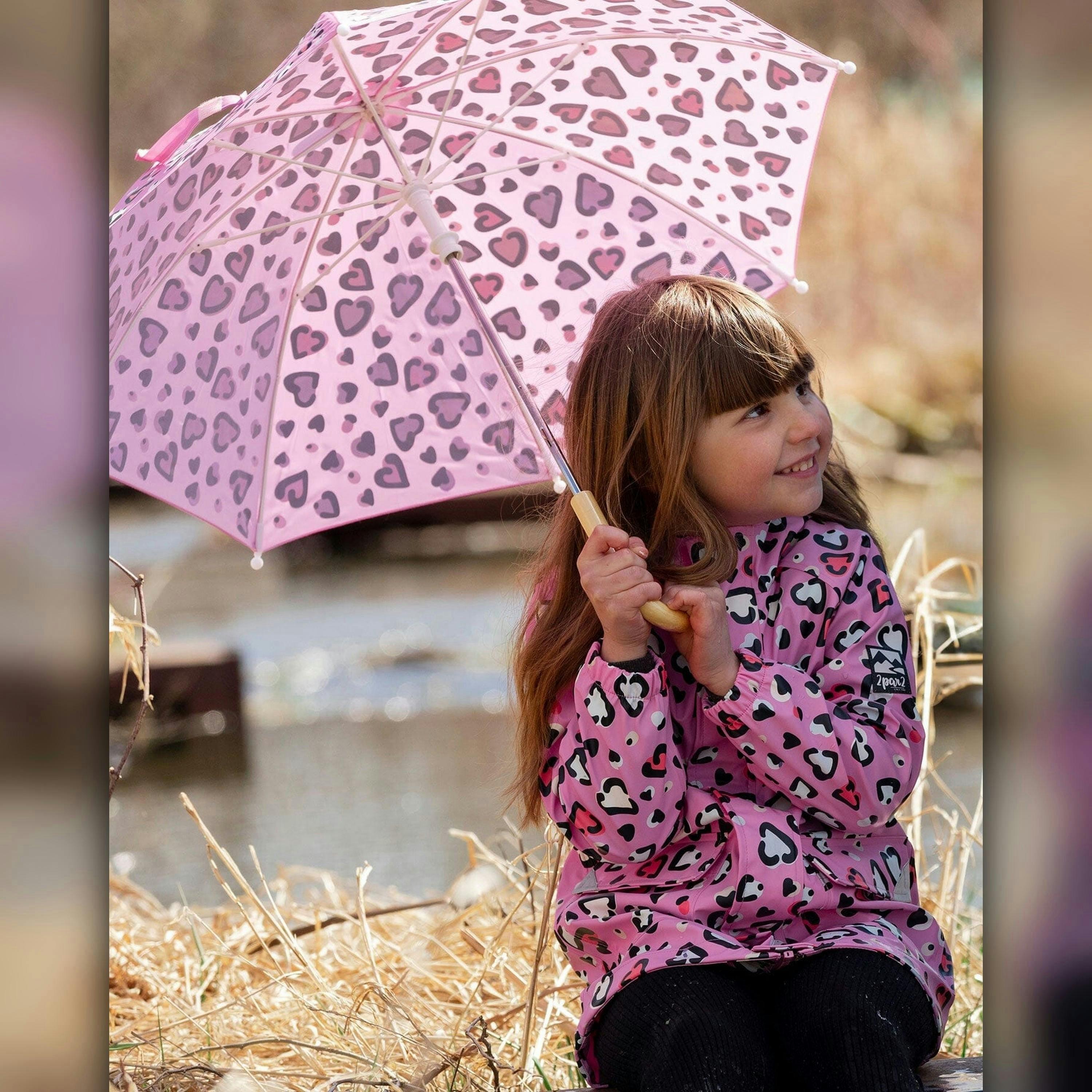 Color-Changing Umbrella Pink Hearts Print , view 2 of 6