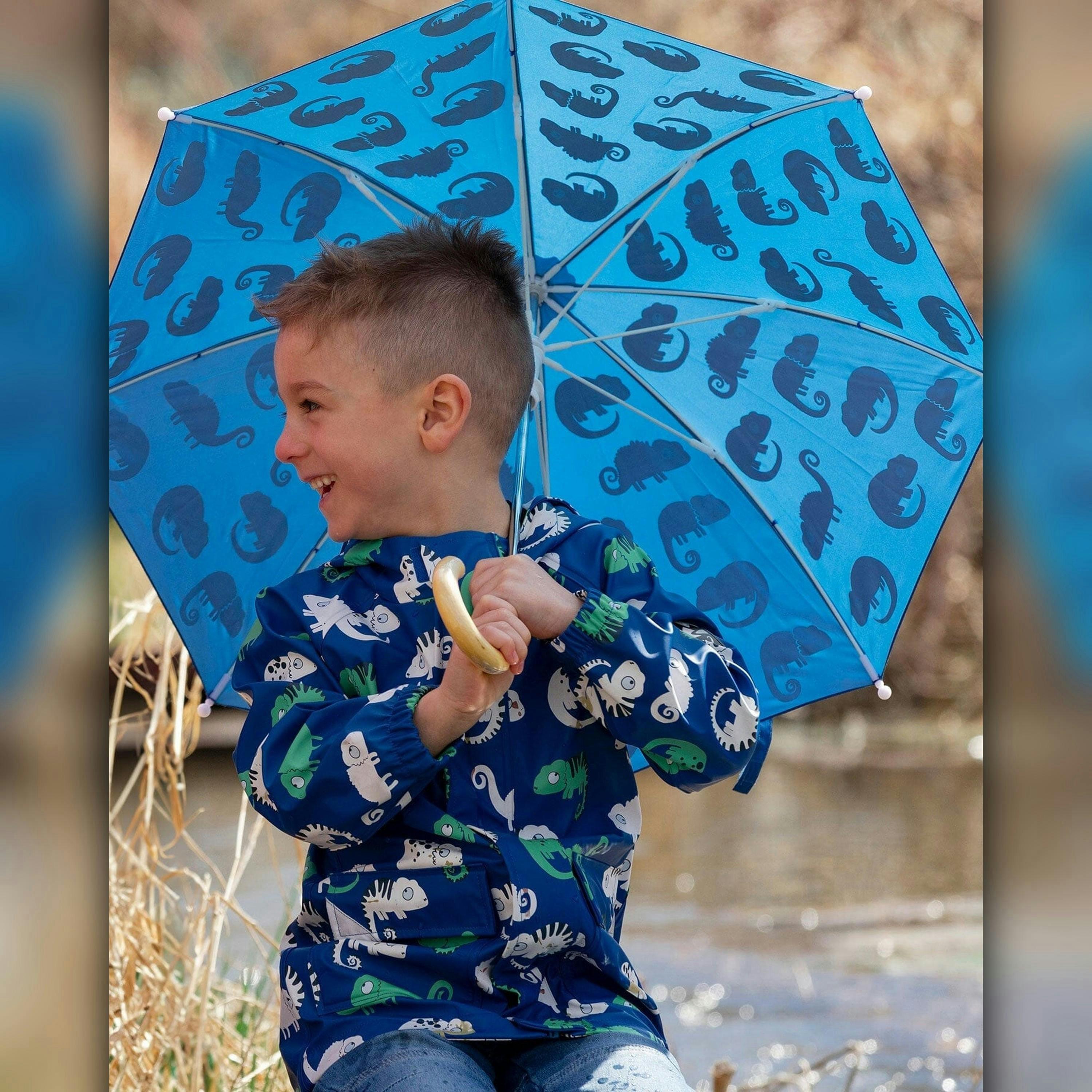 Color-Changing Umbrella Blue Chameleon Print , view 2 of 6