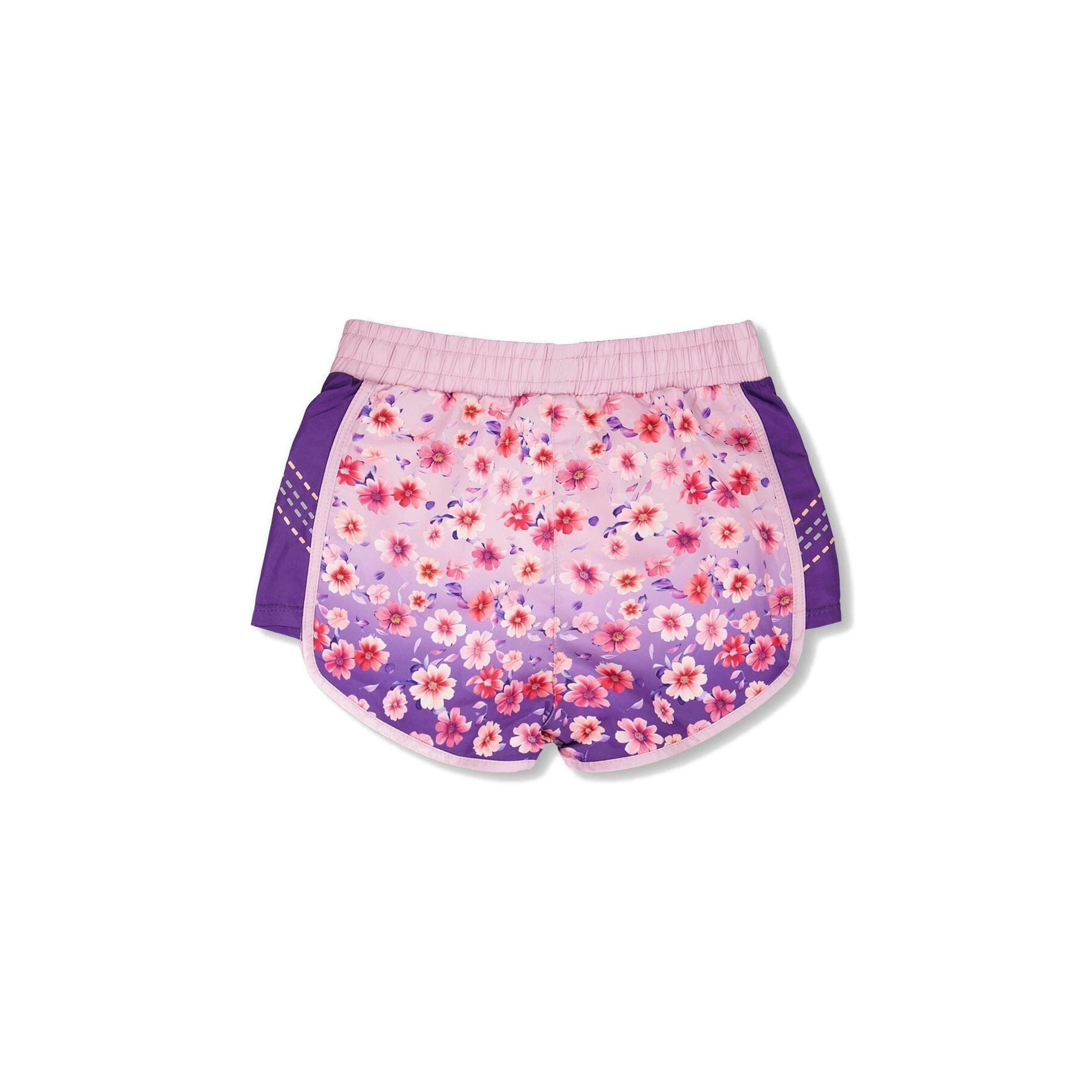 Athletic Shorts in Recycled Polyester Mauve Floral Gradient , view 2 of 3