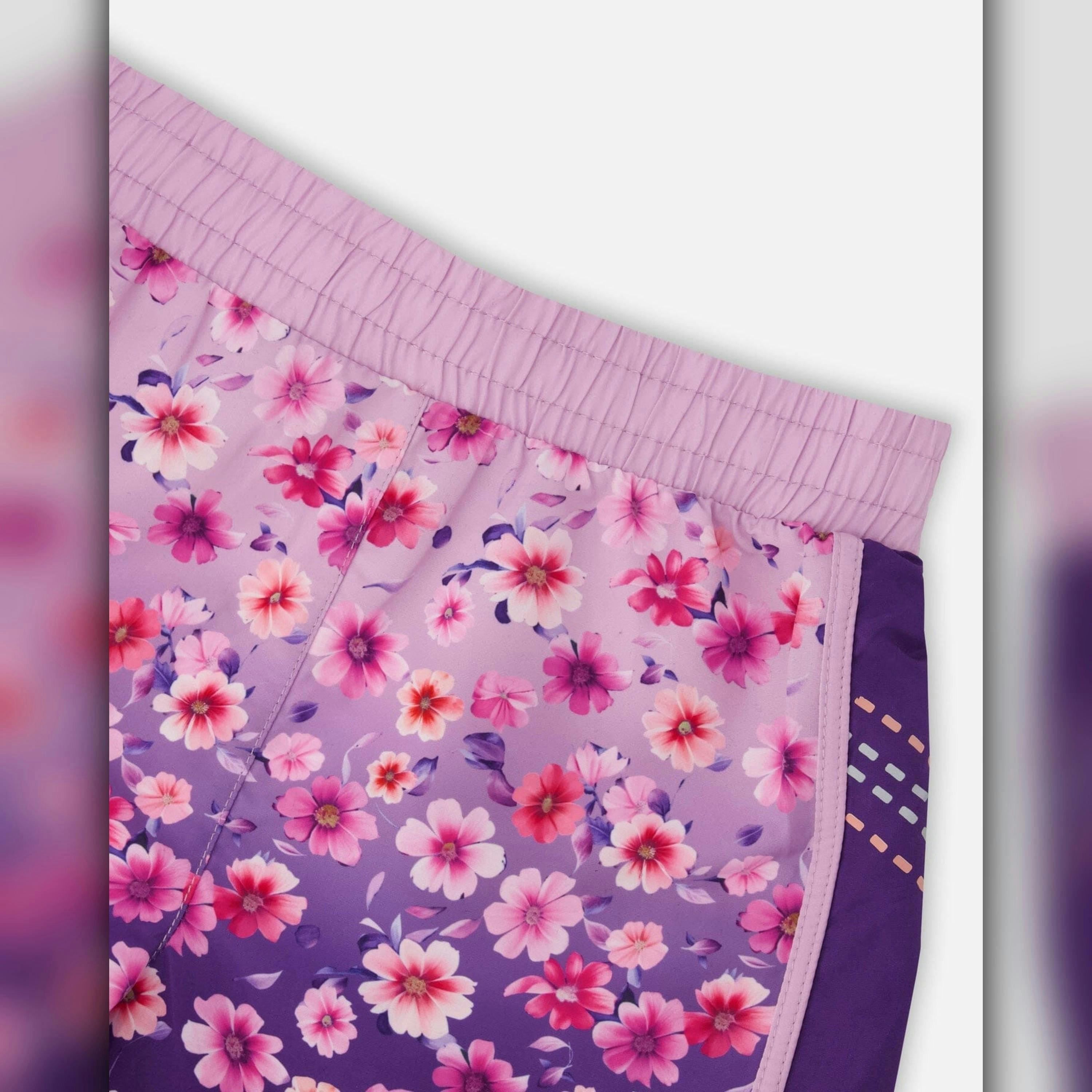 Athletic Shorts in Recycled Polyester Mauve Floral Gradient , view 3 of 3