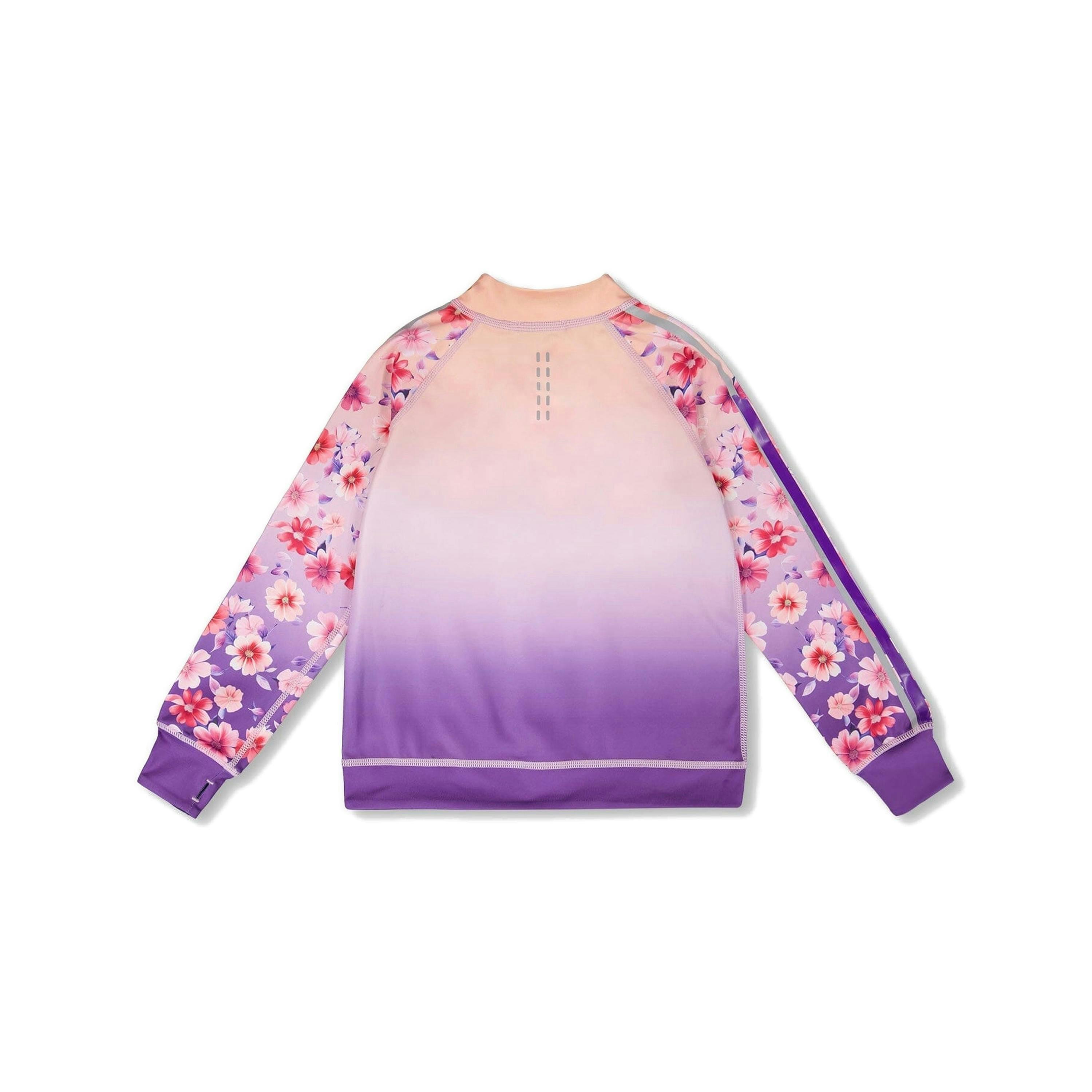 Full Zip Reversible Athletic Cardigan In Recycled Polyester Pink To Mauve Gradient , view 3 of 4
