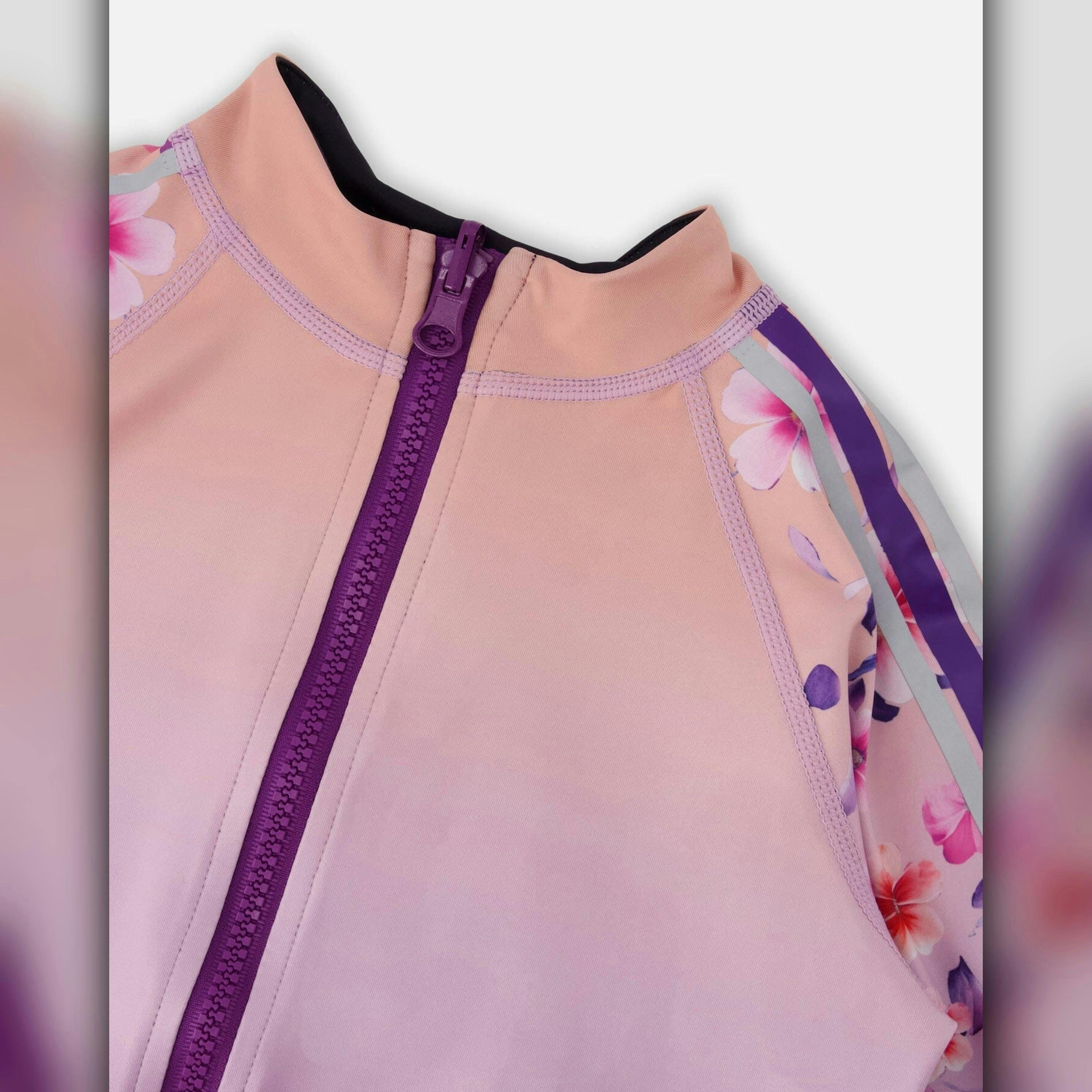 Full Zip Reversible Athletic Cardigan In Recycled Polyester Pink To Mauve Gradient , view 4 of 4