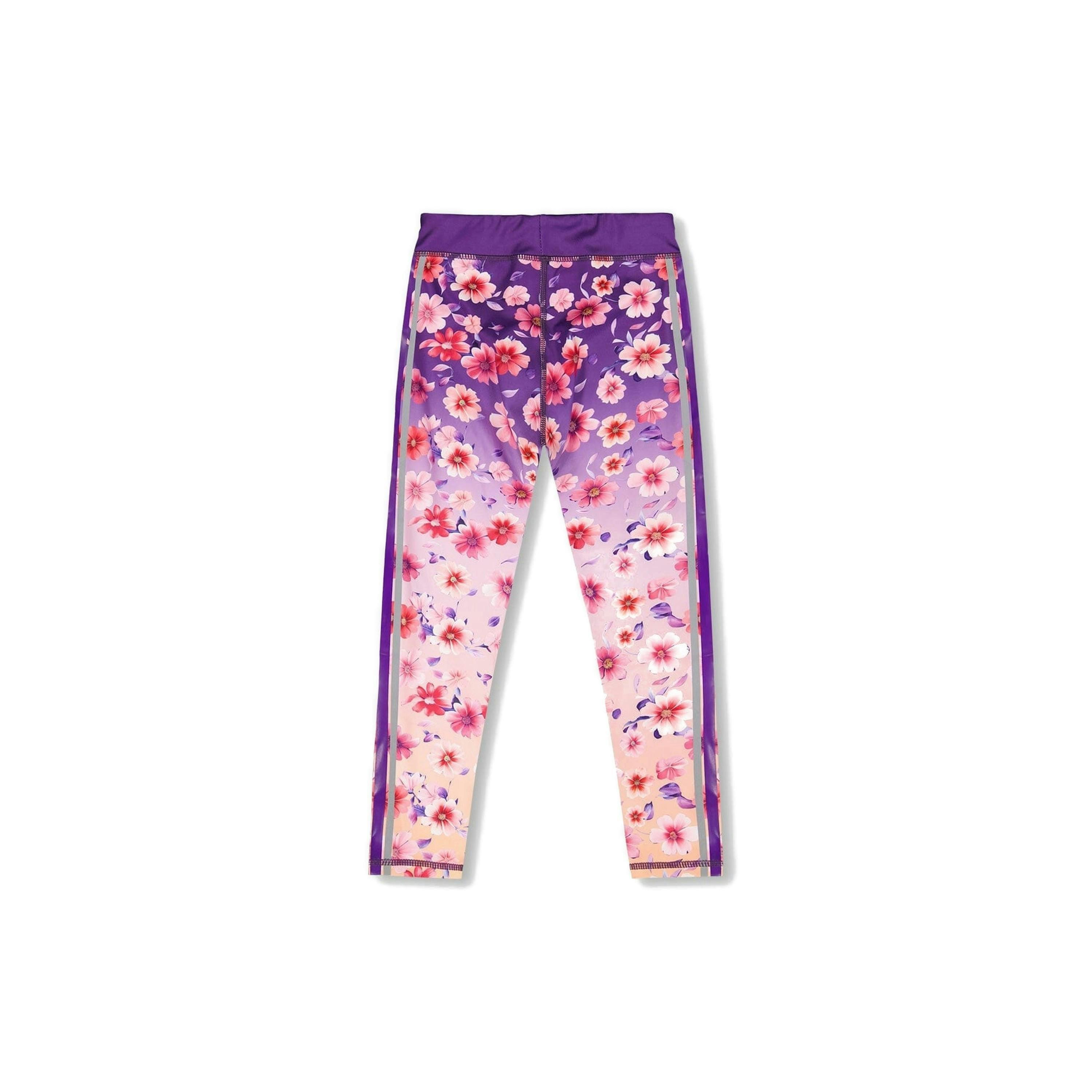 Athletic Leggings In Recycled Polyester Mauve Floral Gradient , view 3 of 4