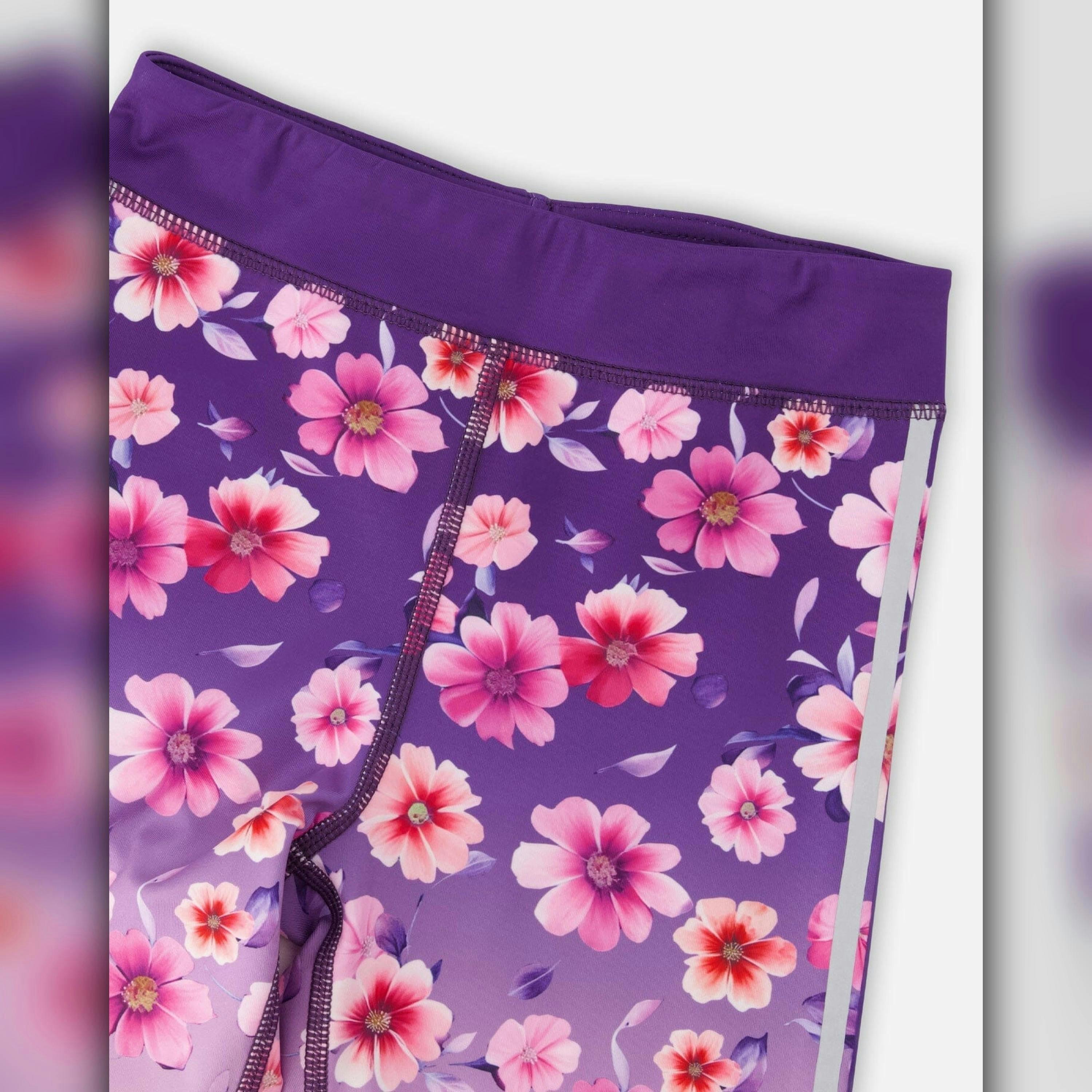Athletic Leggings In Recycled Polyester Mauve Floral Gradient , view 4 of 4