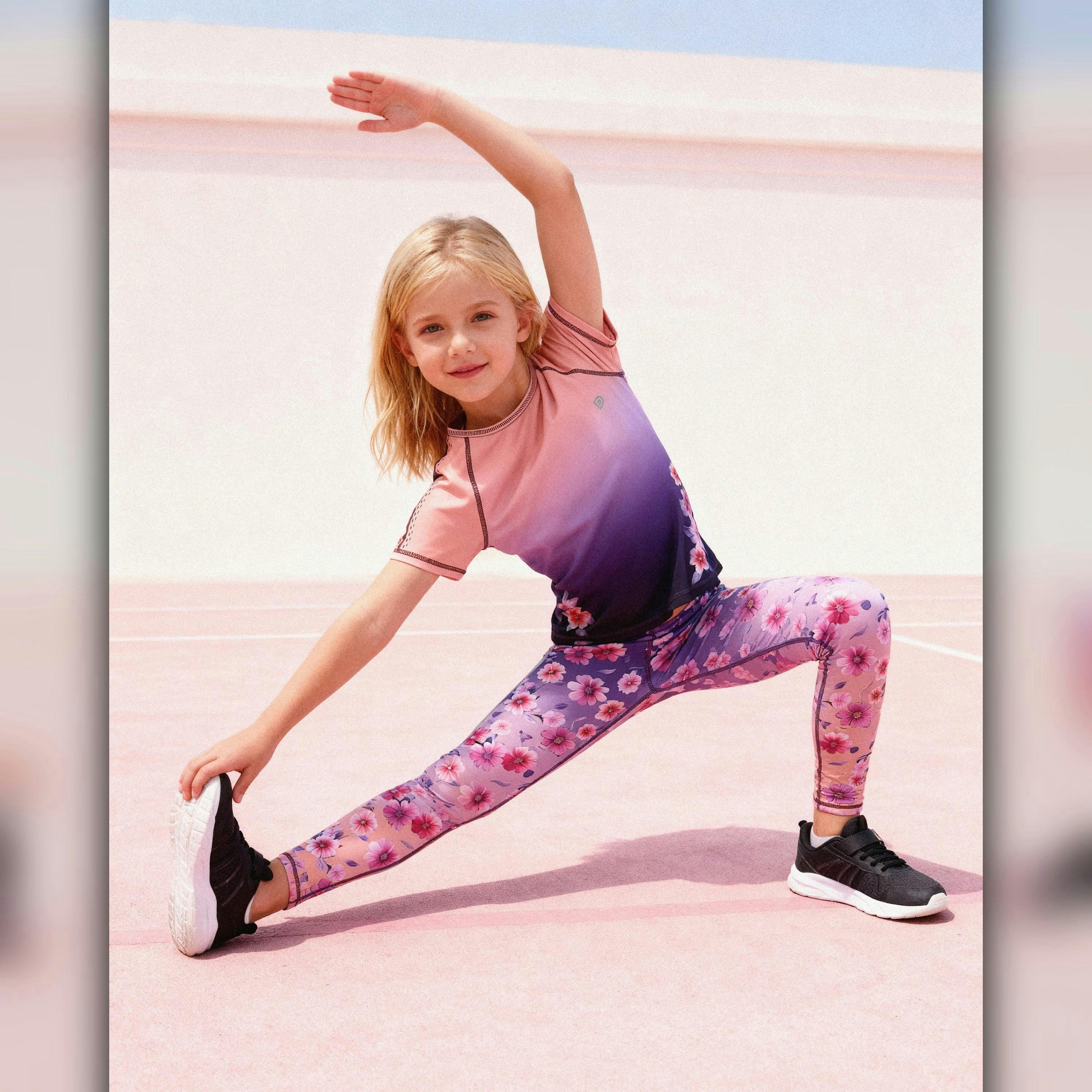 Athletic Short Sleeve Top In Recycled Polyester Pink To Black Gradient , view 2 of 4