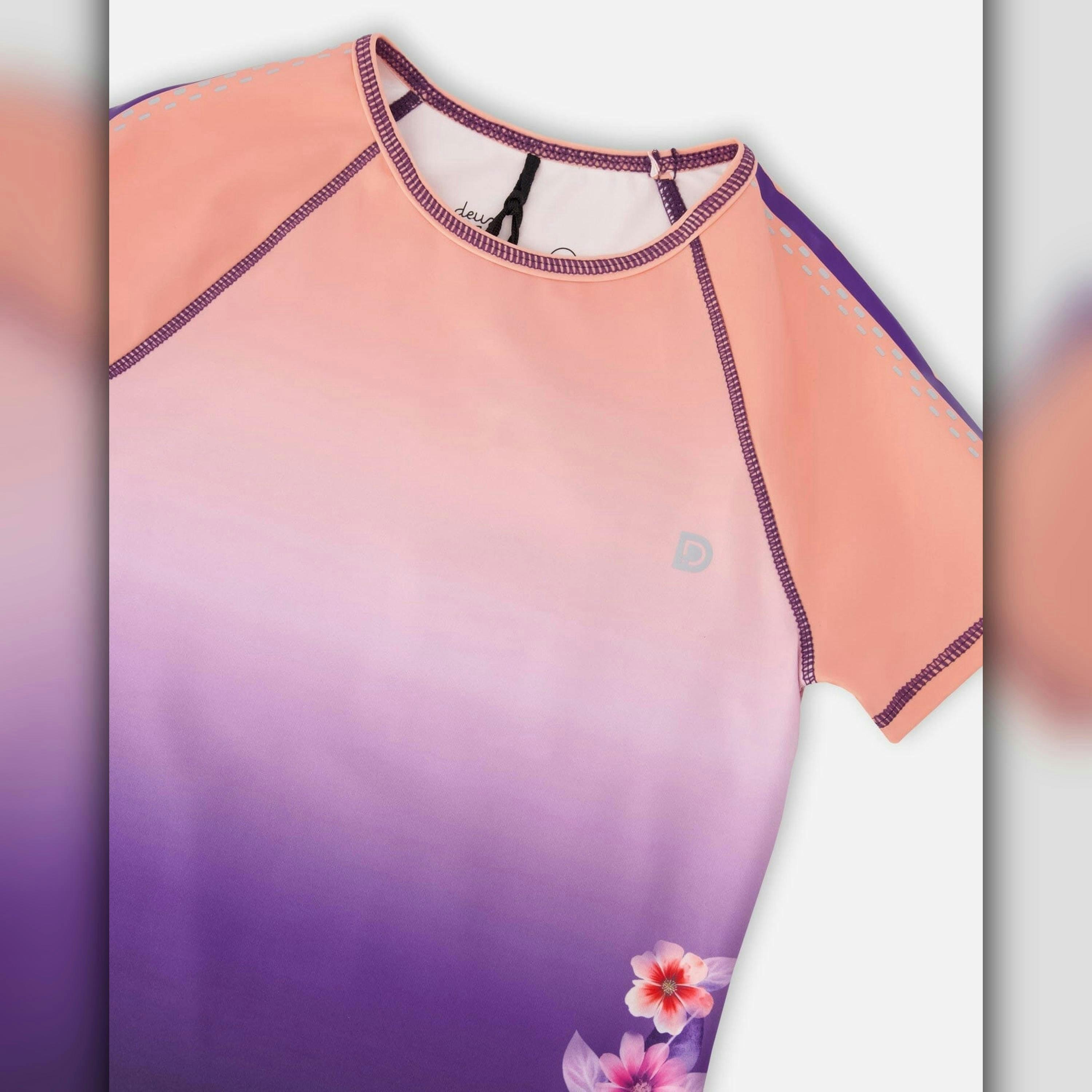Athletic Short Sleeve Top In Recycled Polyester Pink To Black Gradient , view 4 of 4