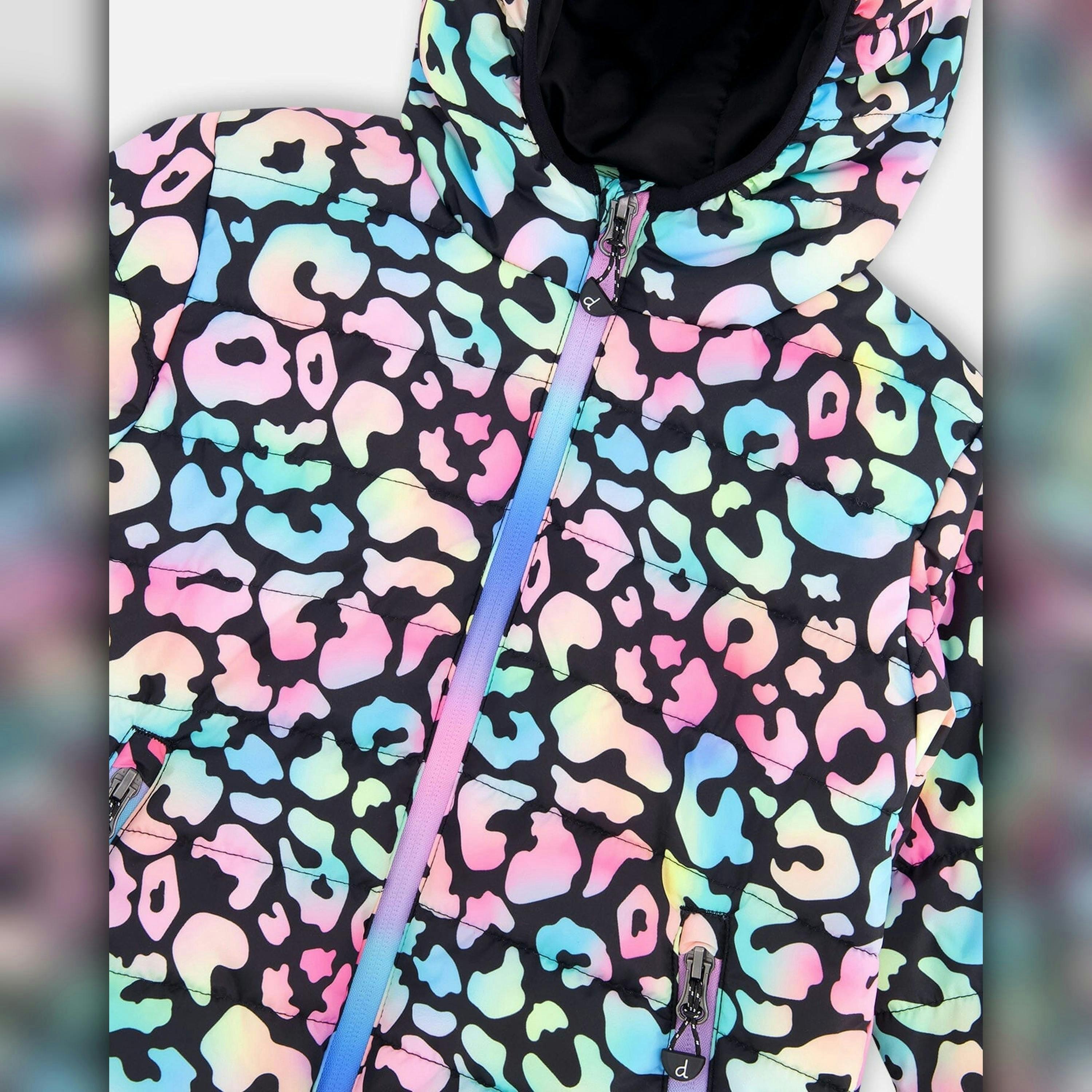 Quilted Mid-Season Jacket Black Animal Print , view 4 of 5