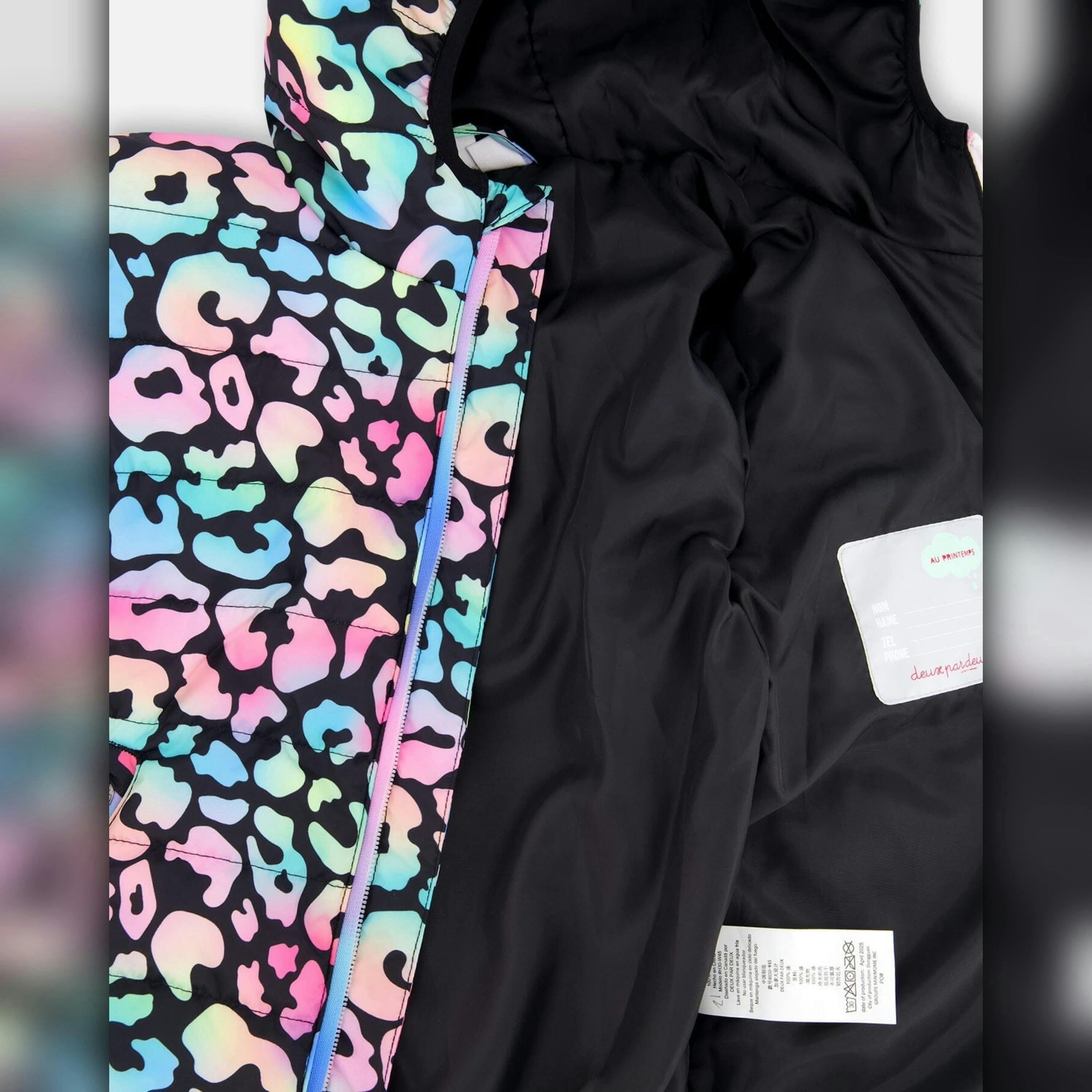 Quilted Mid-Season Jacket Black Animal Print , view 5 of 5